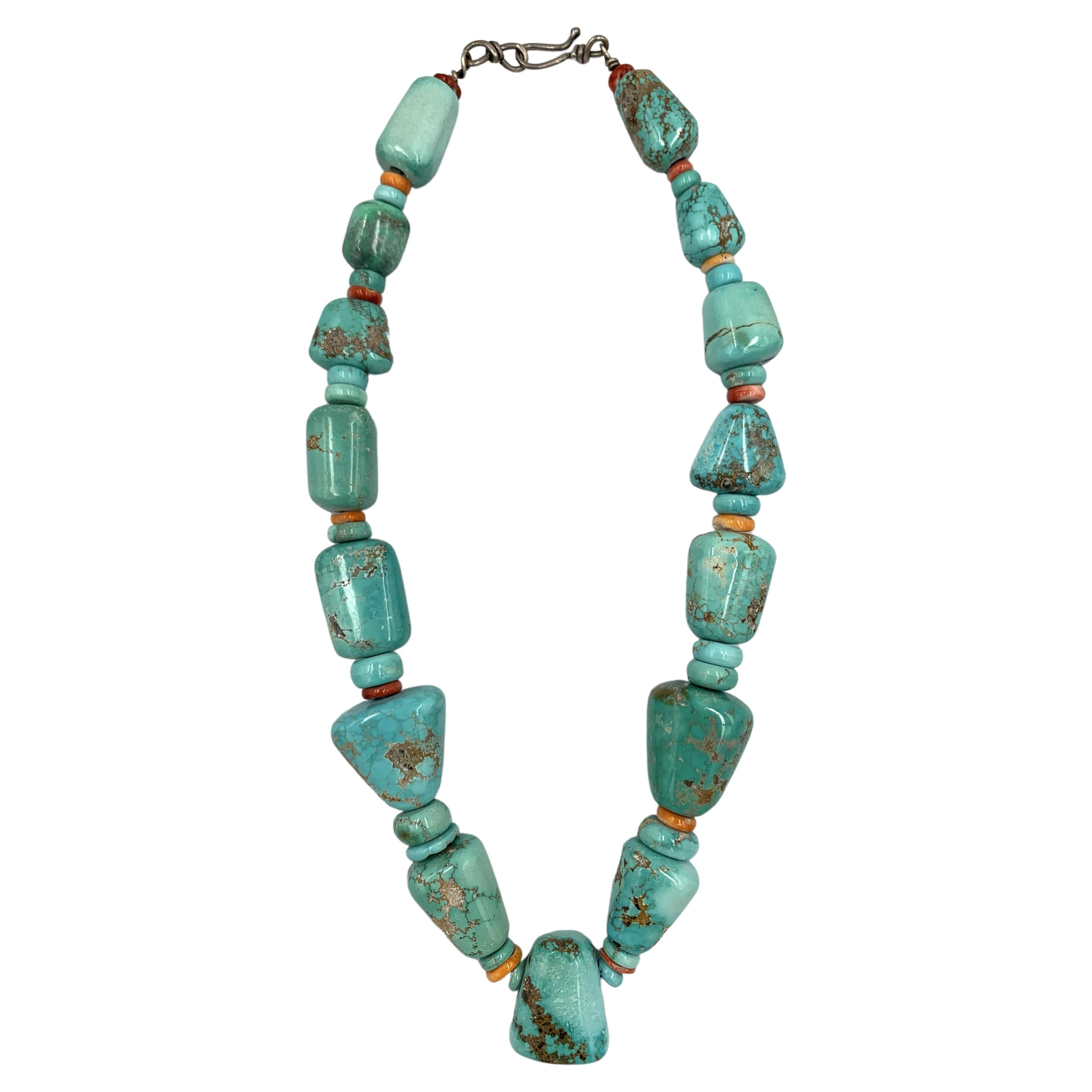 Carico Lake Turquoise Bead Necklace by Bruce Eckhardt For Sale