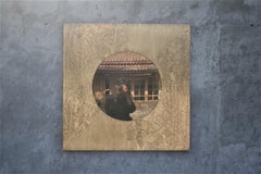 Caridean Acid Etched Patinated Brass Mirror by Felix for Studio Belgali