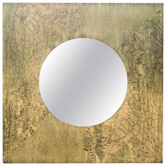 Caridean Acid Etched Patinated Brass Mirror by Felix for Studio Belgali