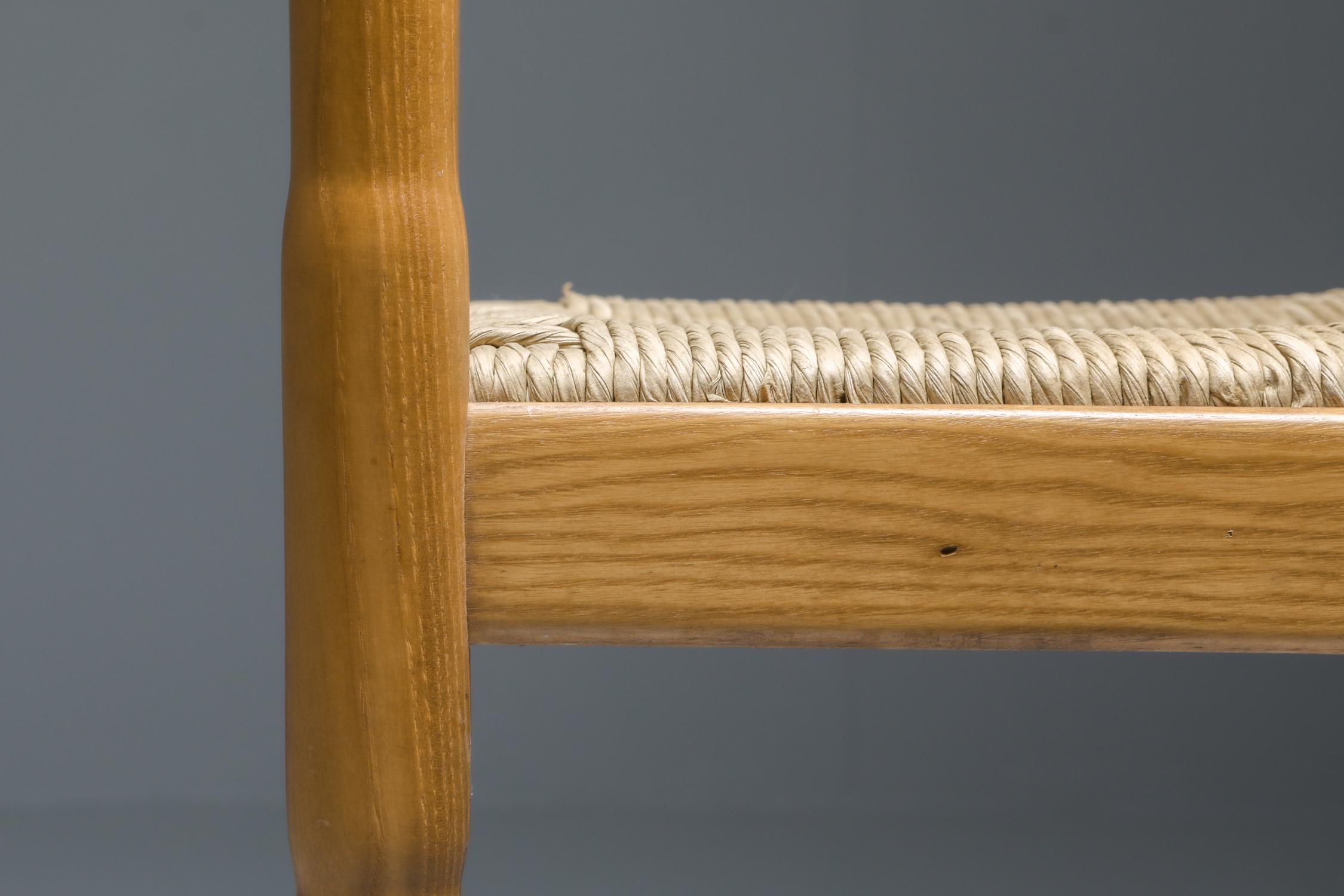 Wood Carimate Bar Stools by Vico Magistretti Italian Design Ash & Cord