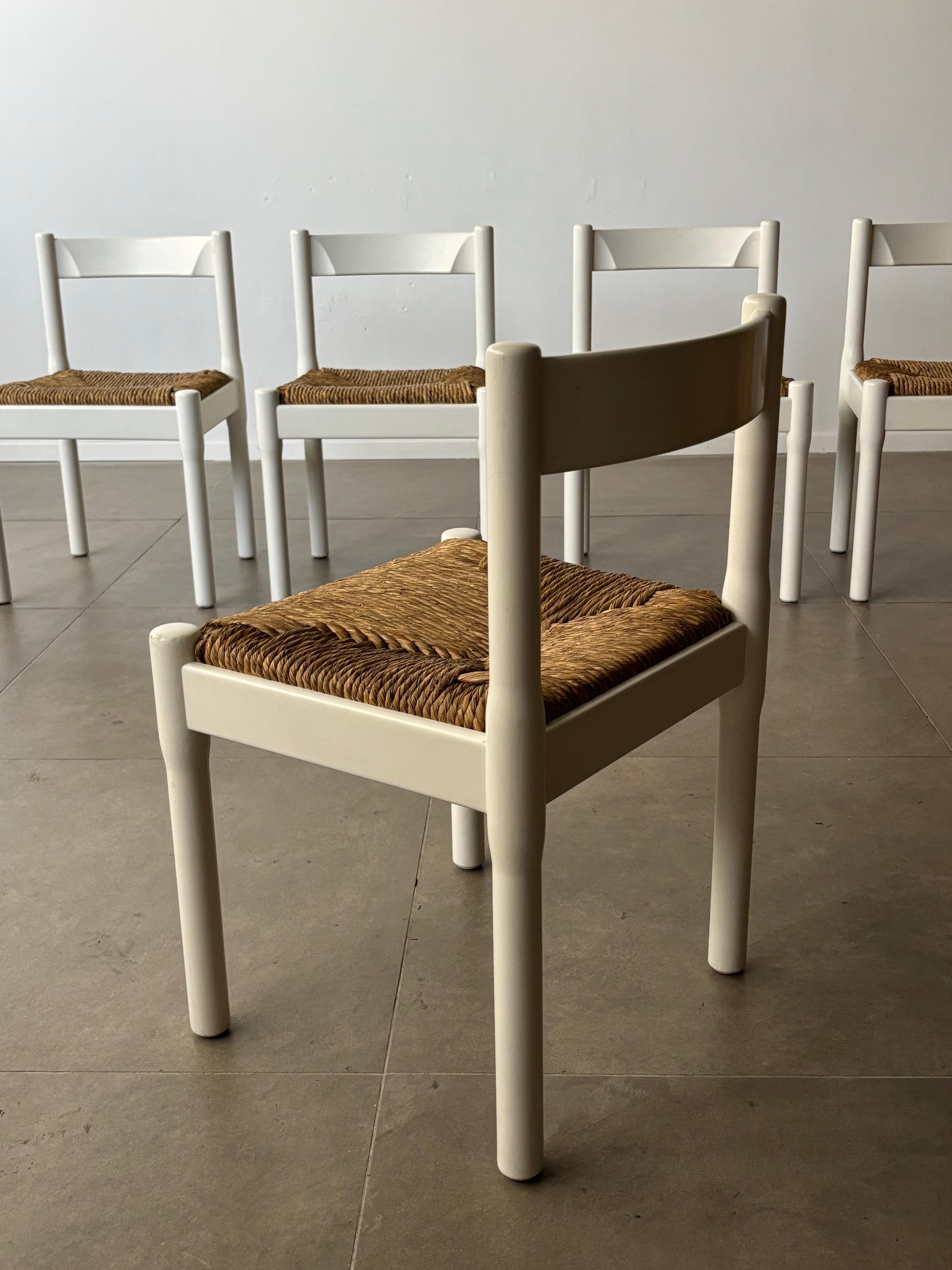 Rush Carimate Chairs by Vico Magistretti for Cassina, 1959 Italy For Sale