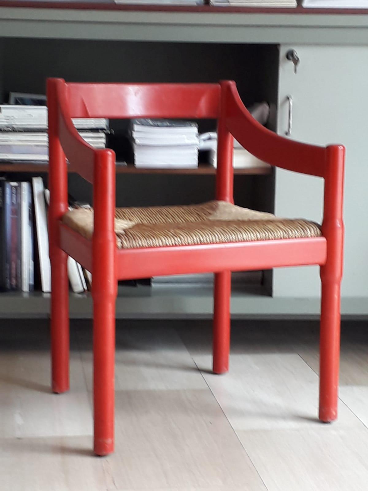 Carimate Stühle von Vico Magistretti aus Cassina 1959 Italien Malerei Holz Säge (Lackiert)