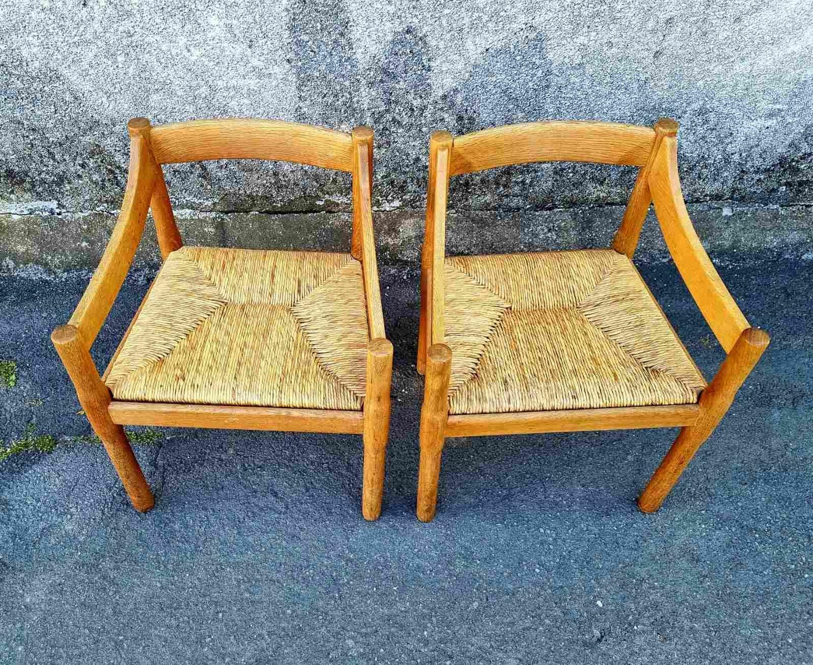 Mid-Century Modern Carimate Chairs, Design by Vico Magistretti, Cassina Italy 60s For Sale