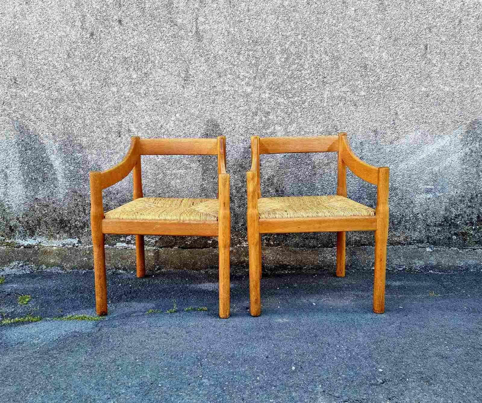 Italian Carimate Chairs, Design by Vico Magistretti, Cassina Italy 60s For Sale