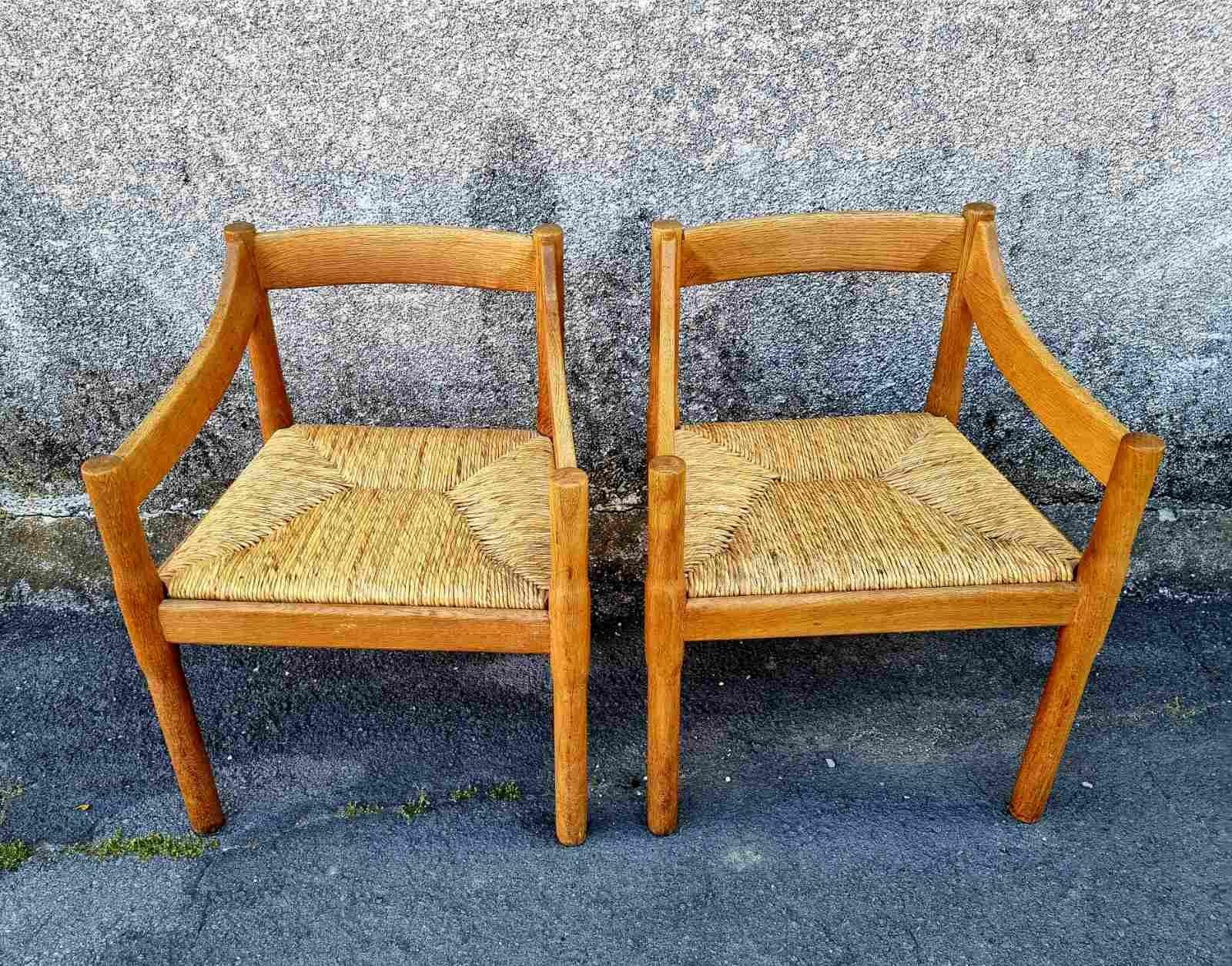 Carimate Chairs, Design by Vico Magistretti, Cassina Italy 60s In Good Condition For Sale In Lucija, SI
