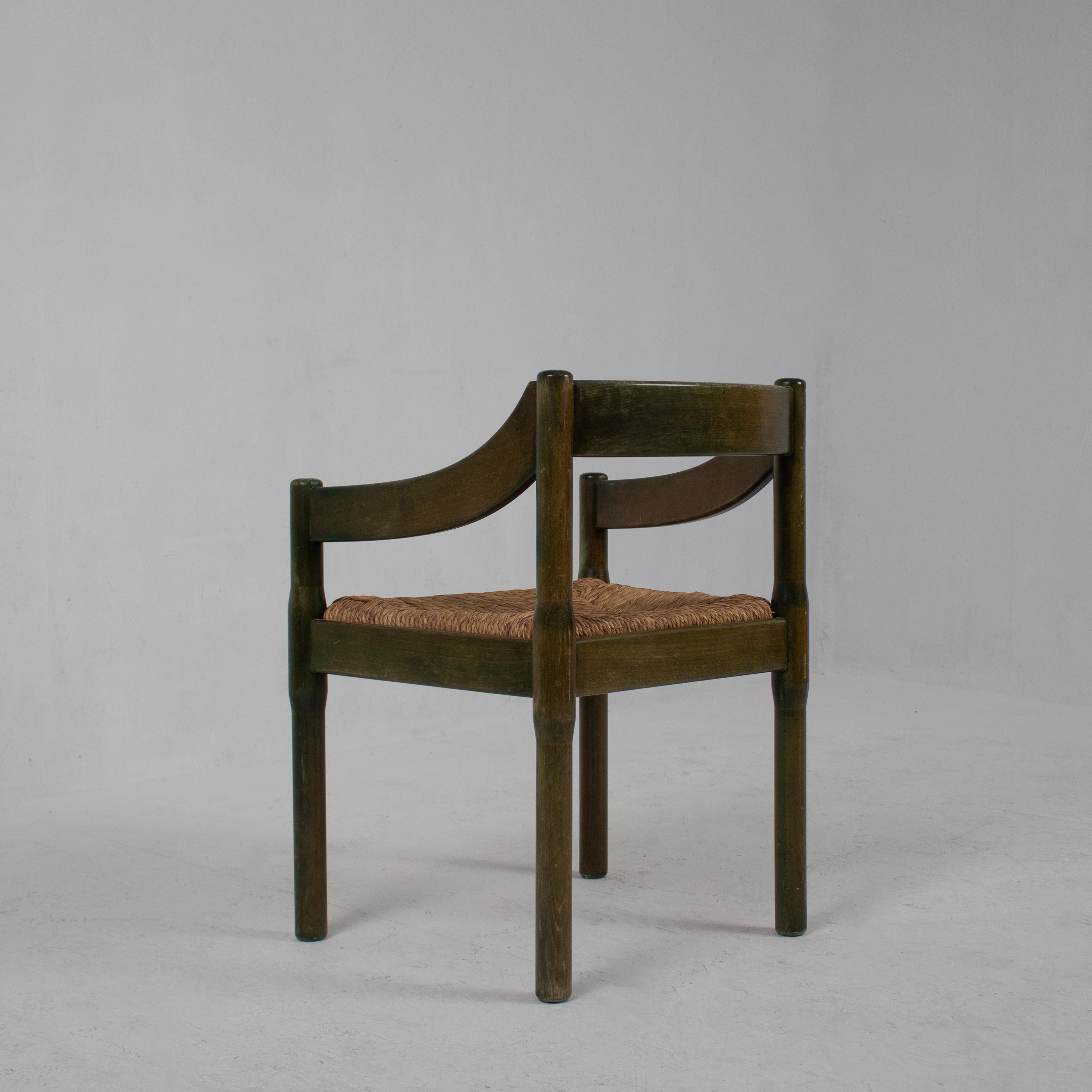 Carimate dining chair set by Vico Magistretti for Cassina Italy, 1970s In Good Condition In Antwerpen, BE