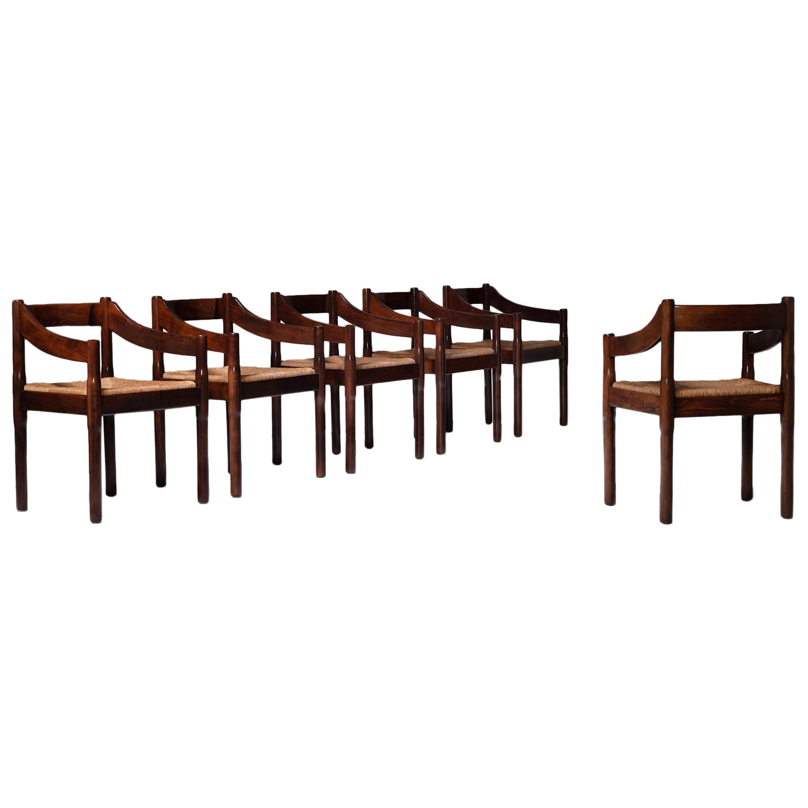 Carimate Dining Chairs by Vico Magistretti, Set of Six