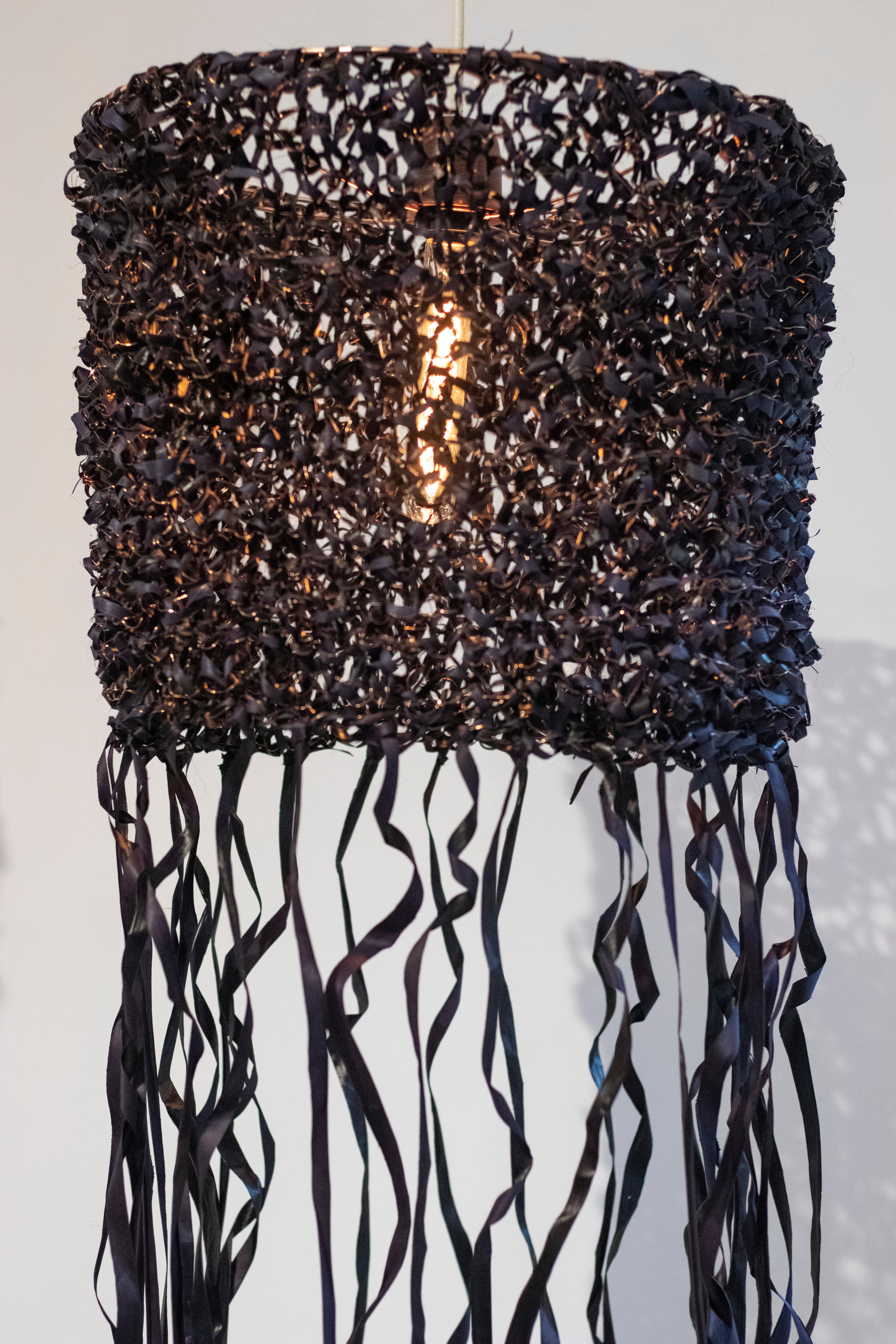 Arts and Crafts Carimbo Straw Knitting Pendant Lamp, Size Medium