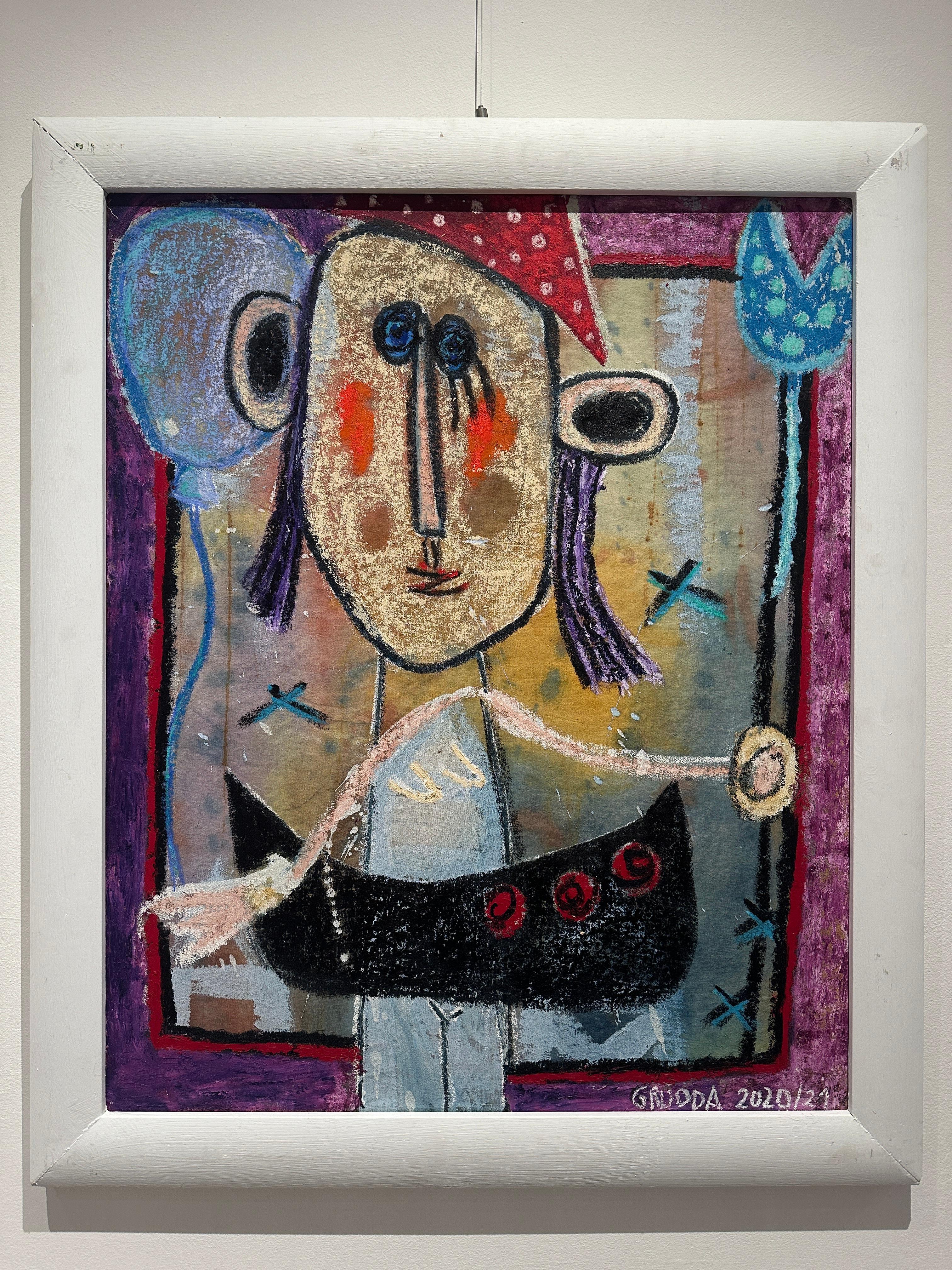 Imbarcato,  fuga in barca volante - Painting di Carin Grudda