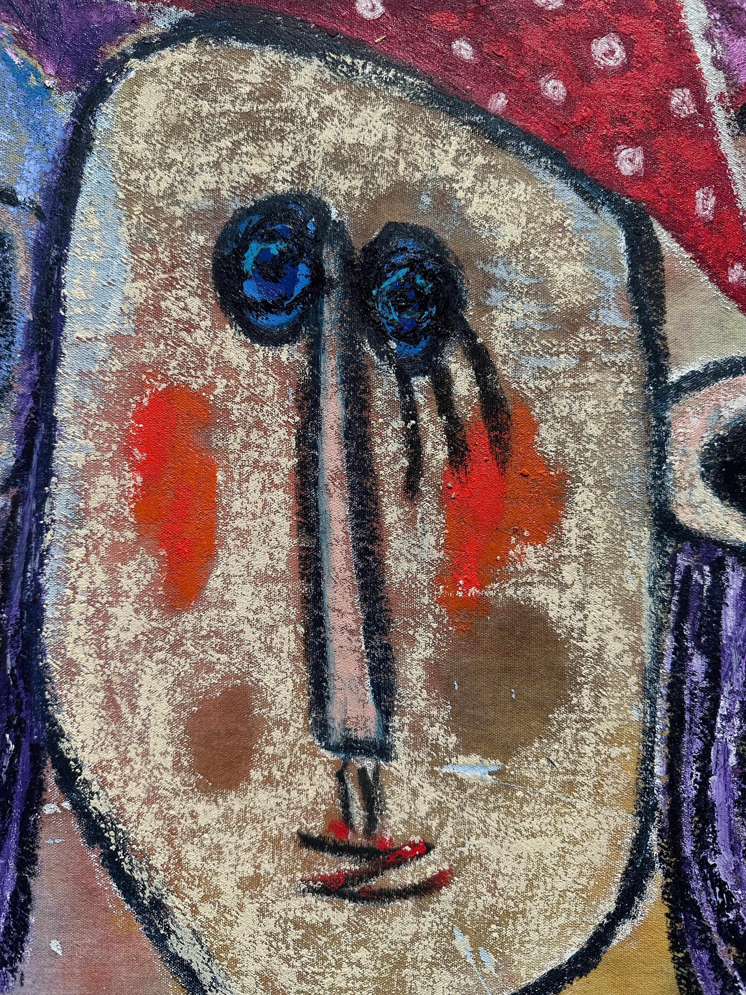 Imbarcato,  fuga in barca volante - Figurative Painting Grigio di Carin Grudda