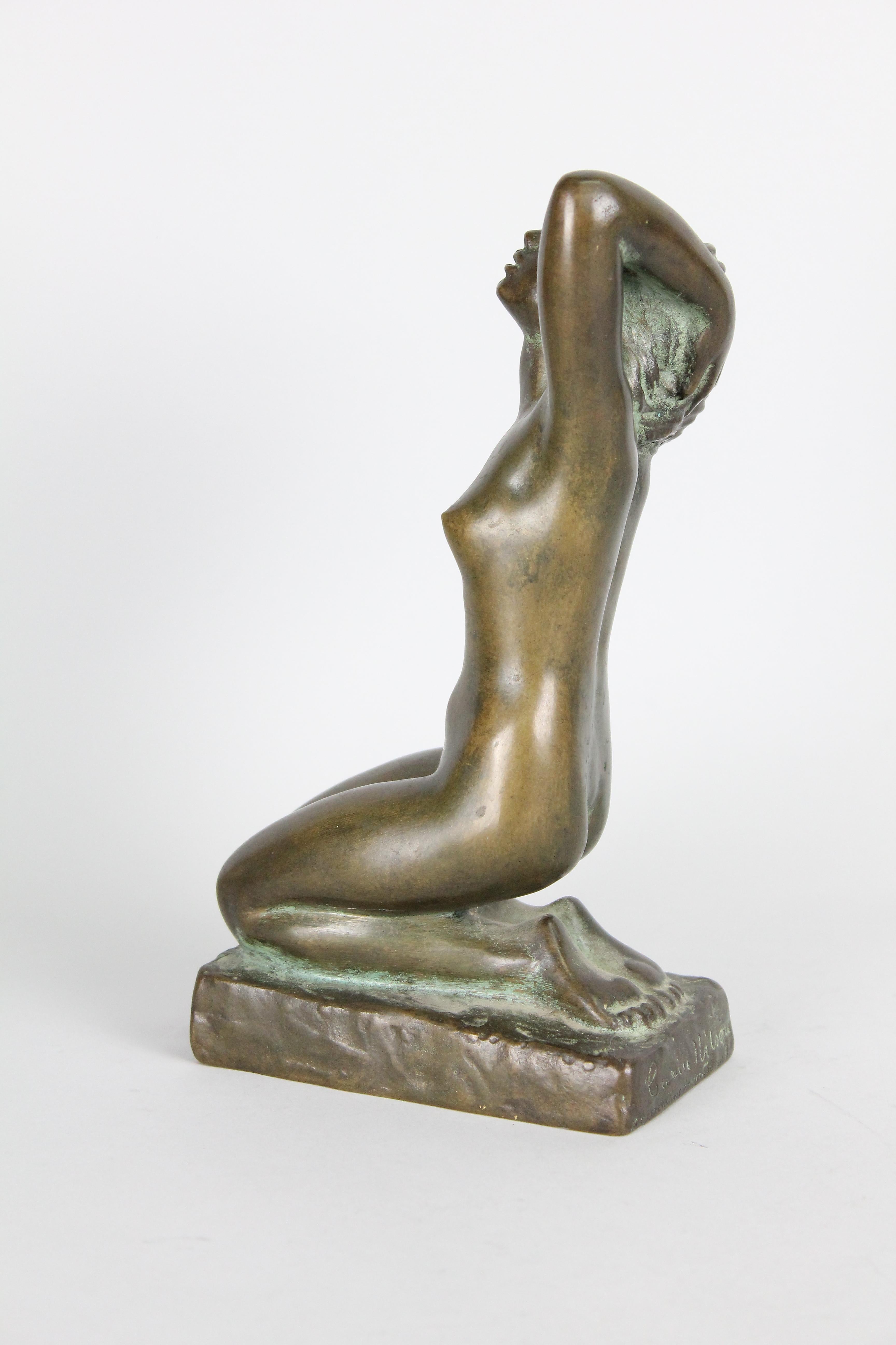 Patinated Carin Nilson, Swedish Bronze Nude Sculpture, 1940s