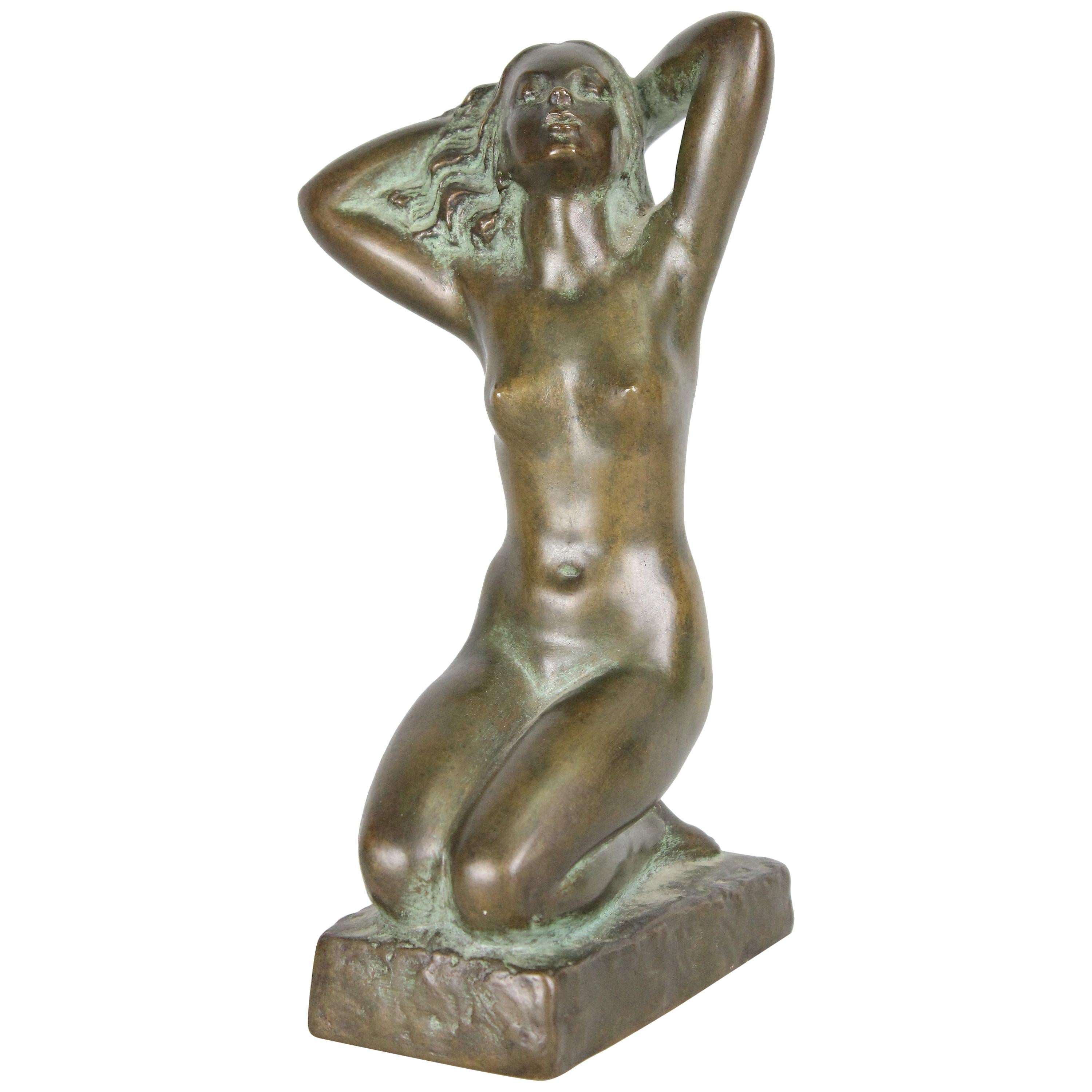 Carin Nilson, Swedish Bronze Nude Sculpture, 1940s