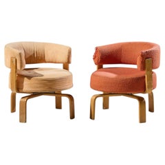 Carina Bengs for IKEA Fridene Swedish Bentwood Swivel Lounge Chairs - Pair