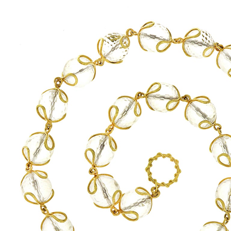 Carina Crystal Ball Gold Necklace For Sale at 1stdibs