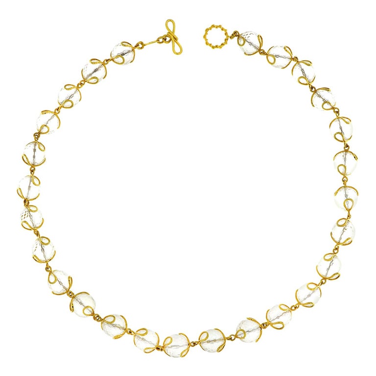 Carina Crystal Ball Gold Necklace For Sale at 1stdibs