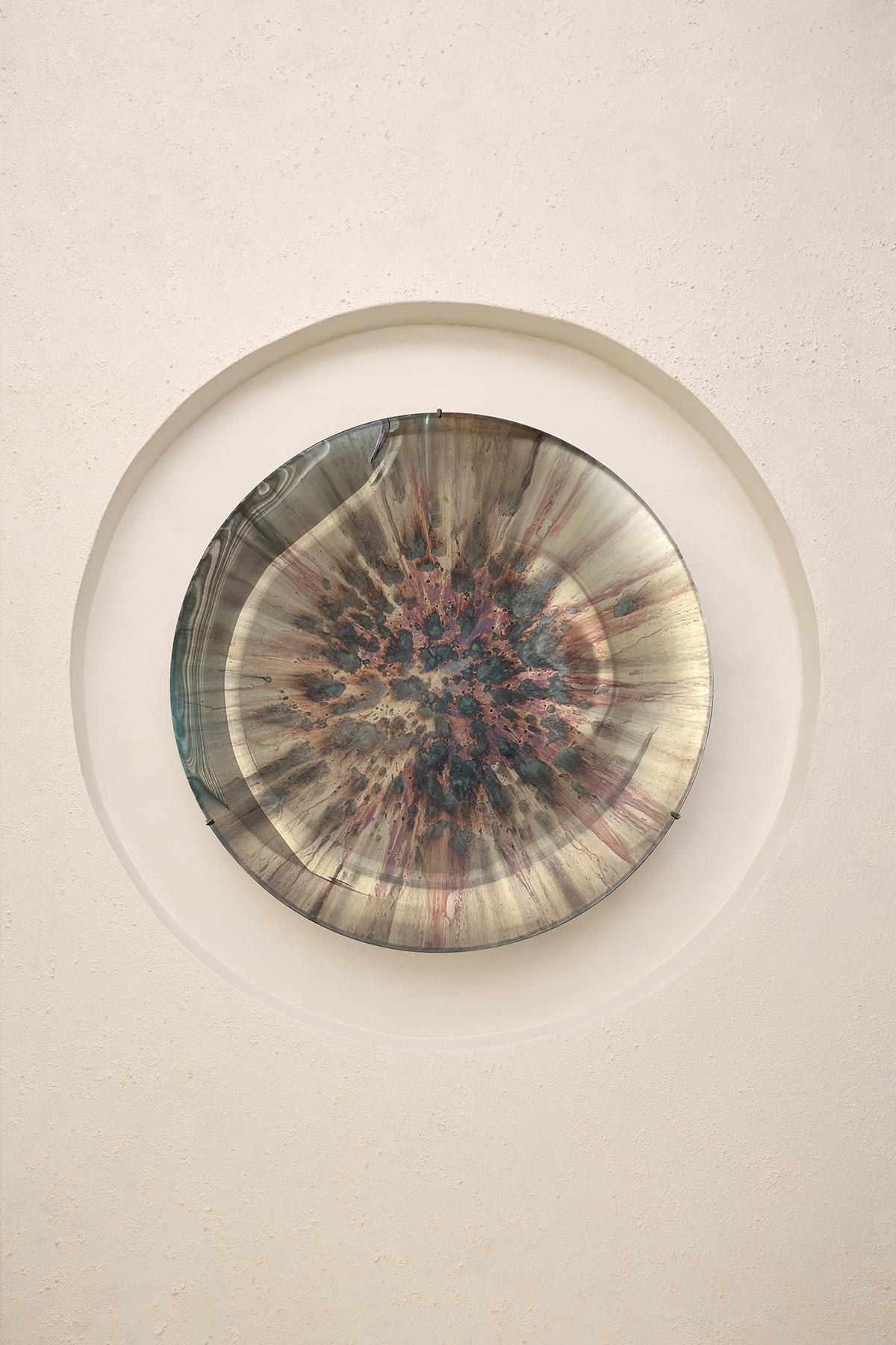 Limited Edition Carina Nebula Concave Multicolor Oxidized Mirror by Homa
Dimensions: D 97 x H 7 cm
Materials: Concave Oxidized Mirror, Hanger: Brass.

HOMA is a contemporary design atelier based in Istanbul. The atelier’s trademark processes are