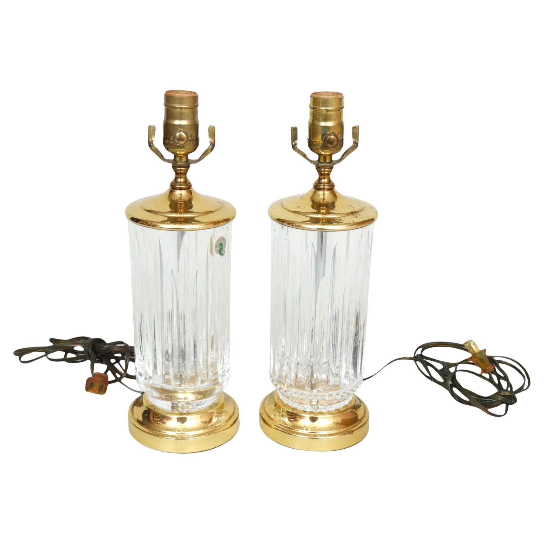 Pre-owned Waterford Crystal Carina  Table Lamps, A Pair In Sand