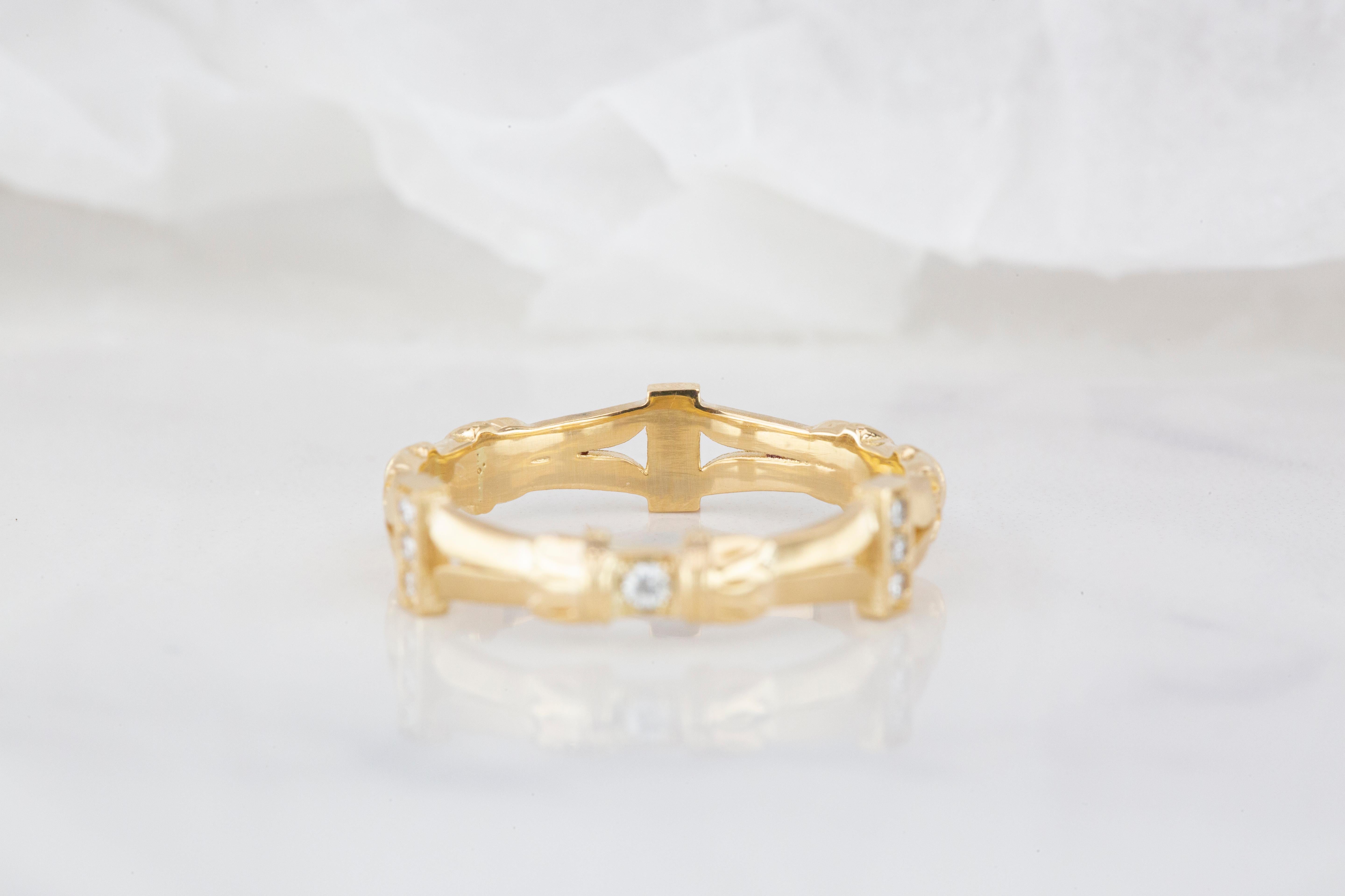 For Sale:  Carine Ring, Vintage Style 14K Gold 0.08 Ct Diamond Wedding Band Ring 12
