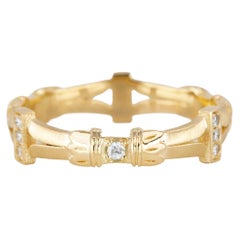 Carine Ring, Vintage Style 14K Gold 0.08 Ct Diamond Wedding Band Ring