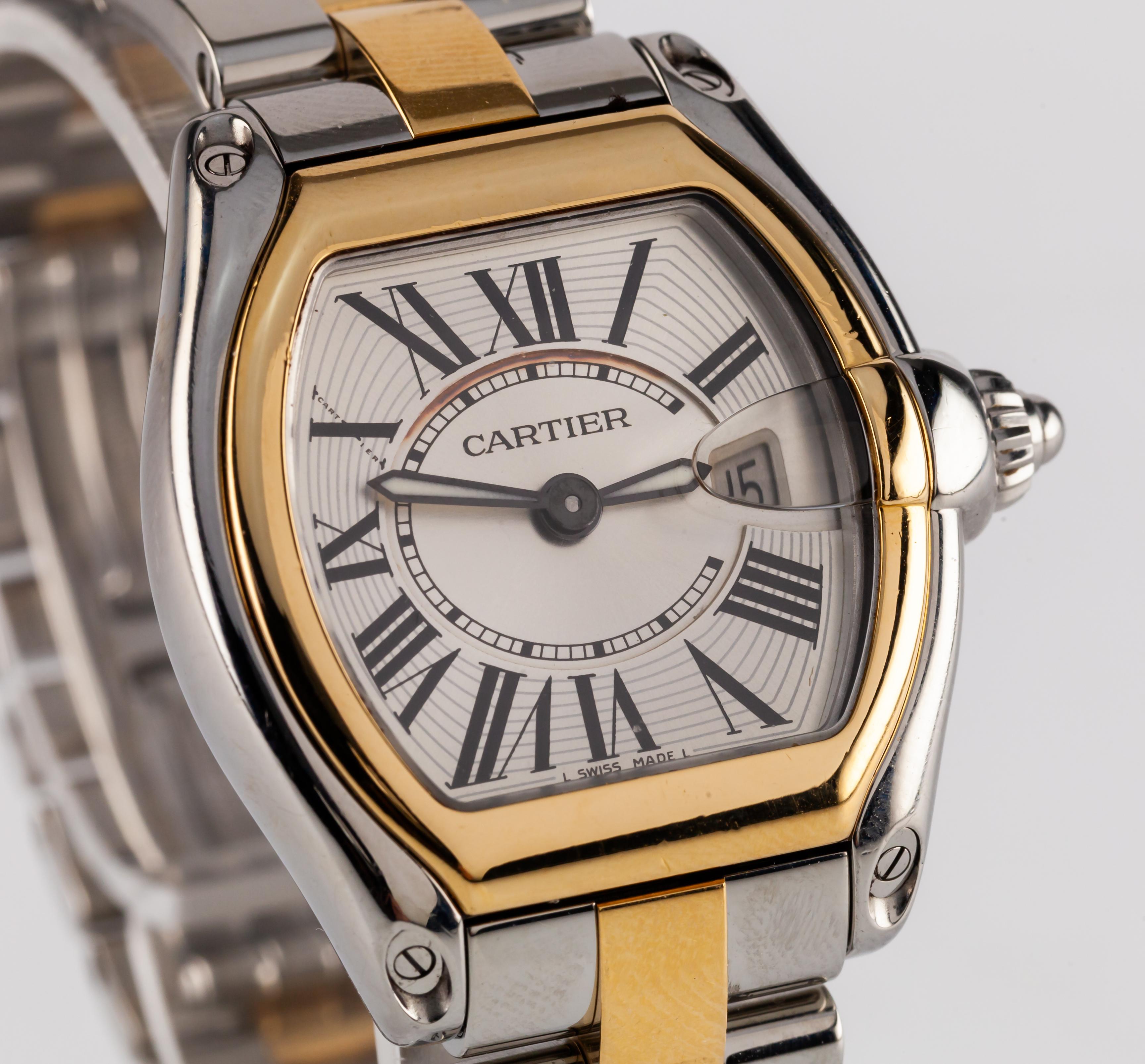 Reloj de cuarzo Cariter Roadster bicolor para señora, oro de 18 quilates + acero inoxidable 2675 en Bueno Estado en Sherman Oaks, CA