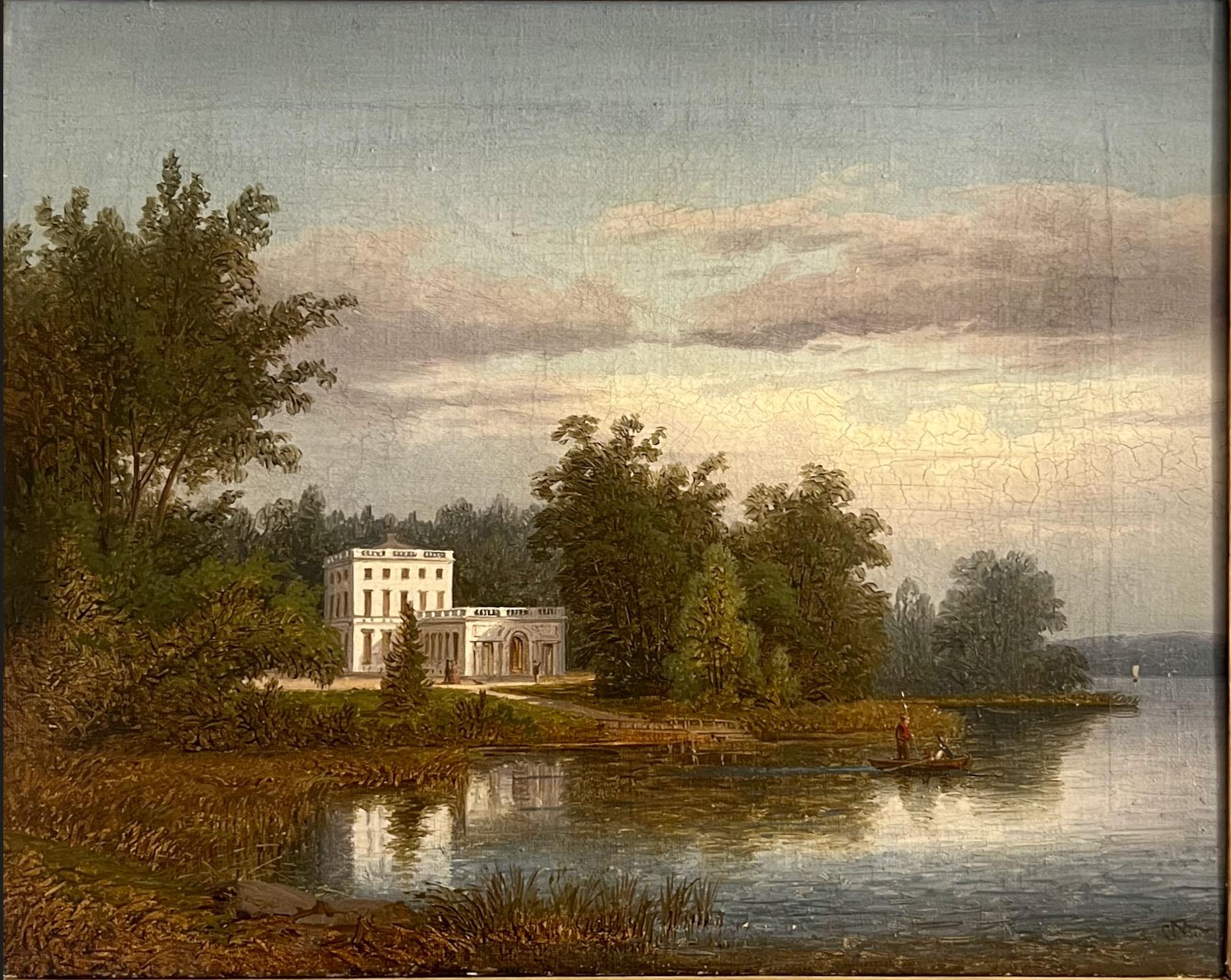 Pabellón Haga del rey Gustavo III, Óleo sobre lienzo, siglo XIX. - Painting Otro estilo de arte de Carl Abraham Rothstén