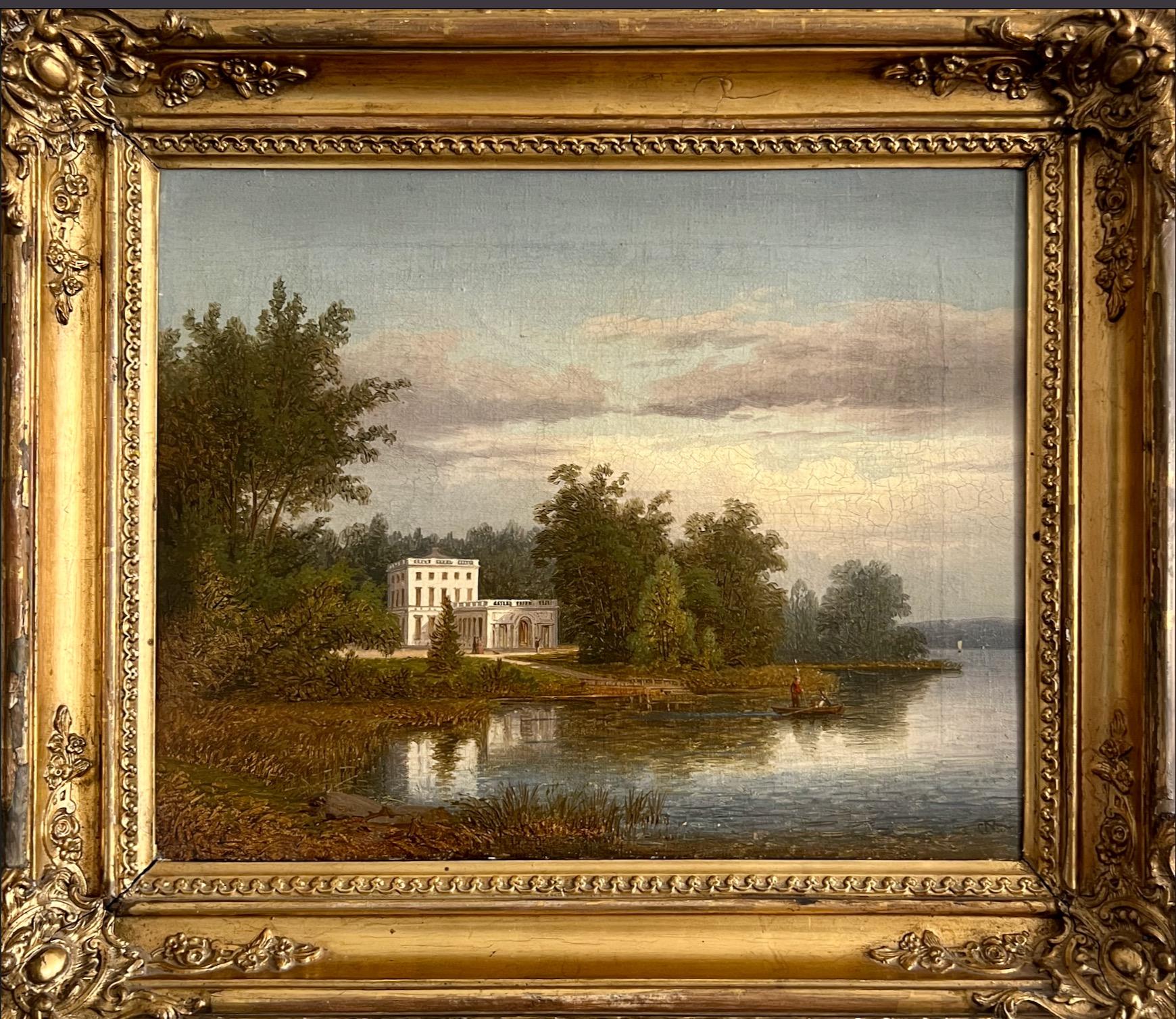 Carl Abraham Rothstén Landscape Painting - King Gustav III´s Haga Pavilion, Oil on canvas, 19th Century. 
