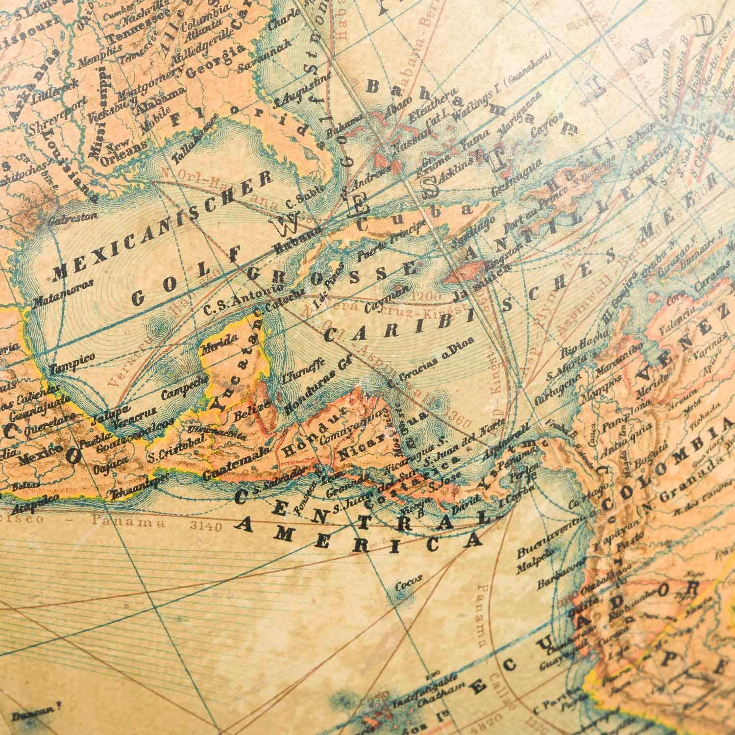 19th Century Carl Adami 13 inch terrestrial globe, Berlin, dated 1900. For Sale