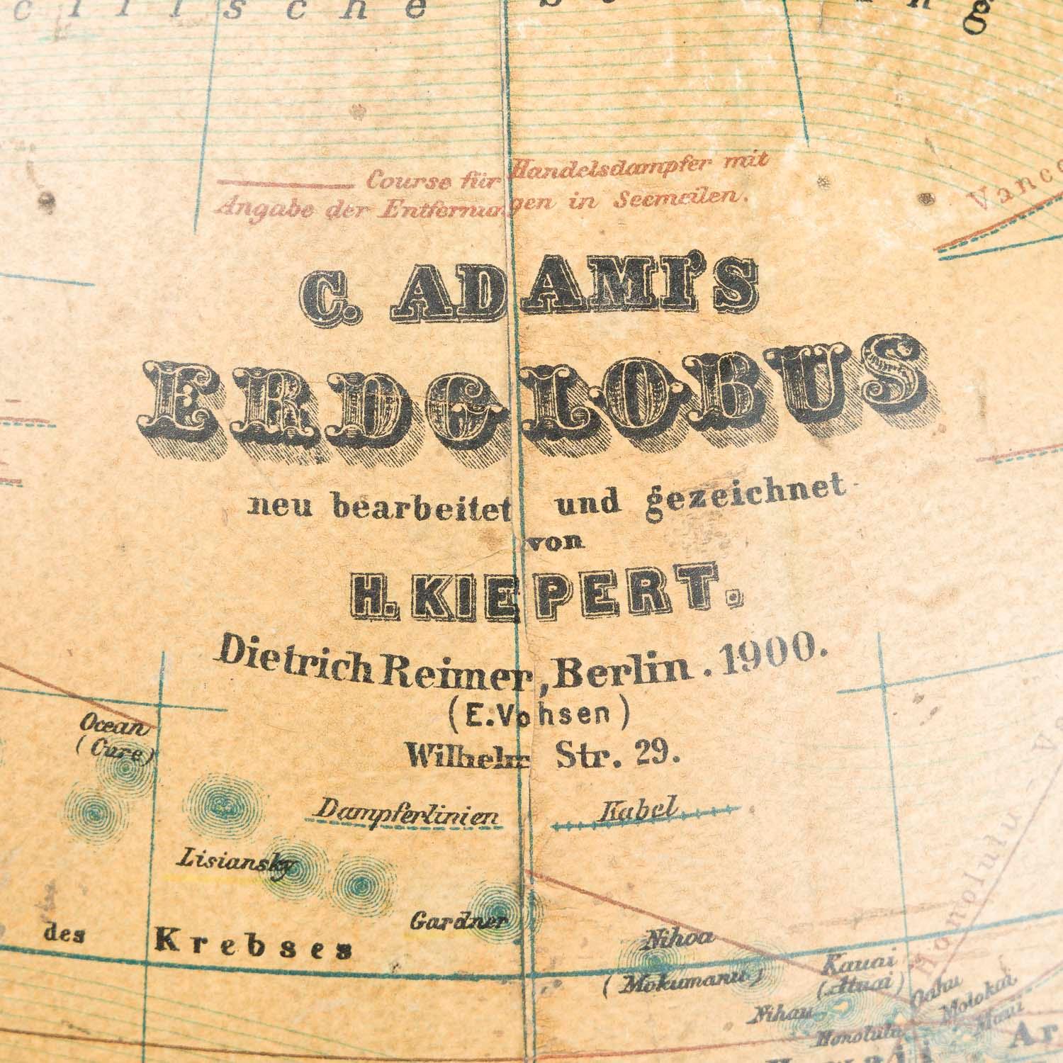 Carl Adami 13 inch terrestrial globe, Berlin, dated 1900. For Sale 1