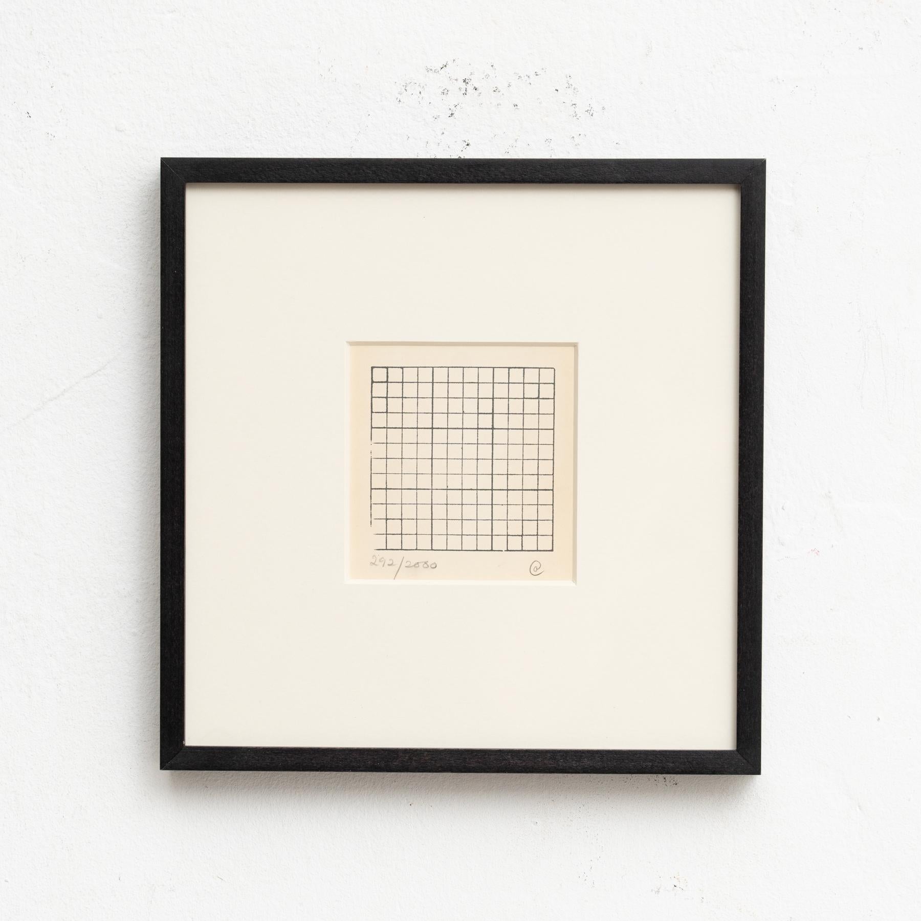 Mid-Century moderno Carl Andre Artowrok (Biglietto per la raccolta fondi NYCLU), 1972 - Incorniciato e firmato a mano in vendita
