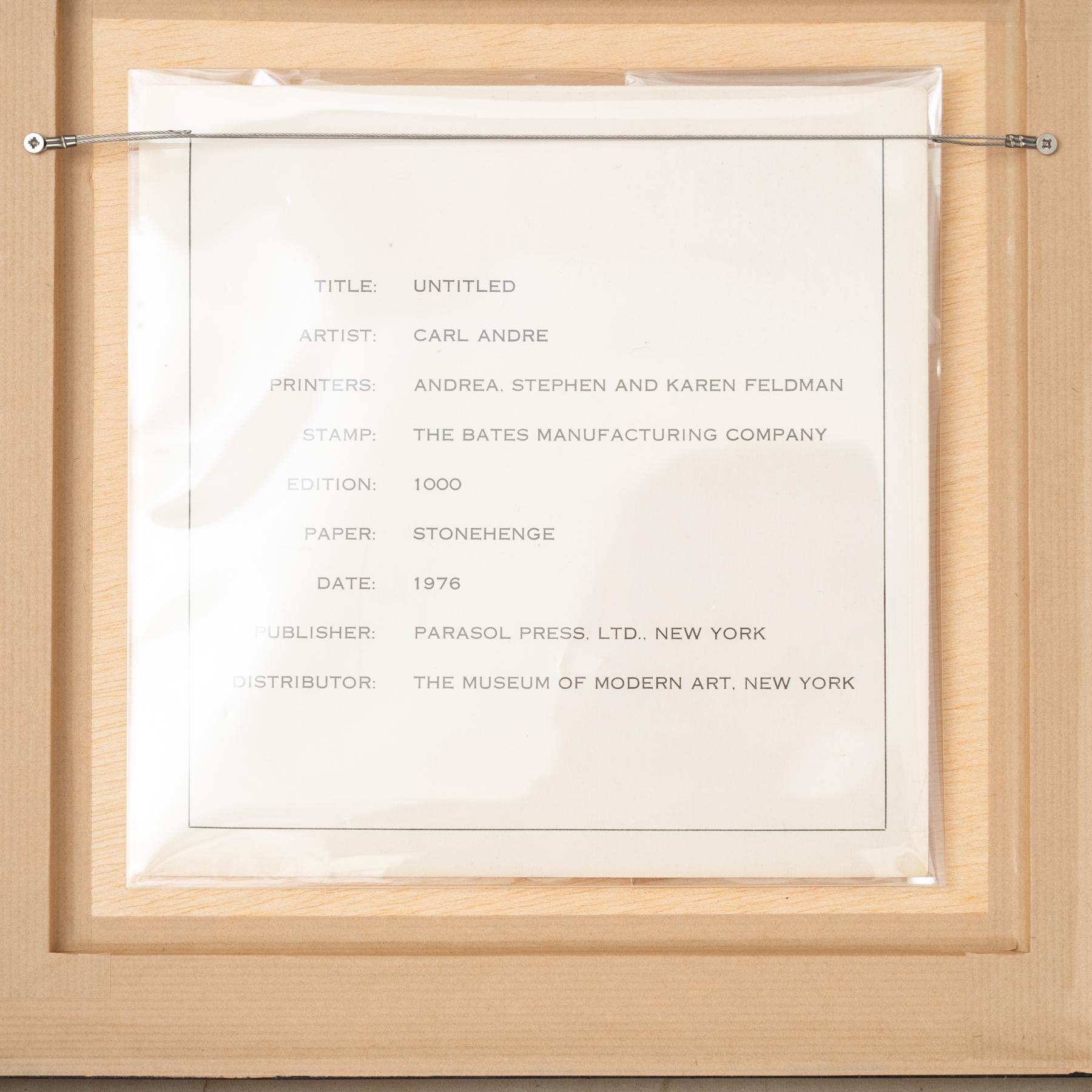 Carl Andre Obra de Arte de Edición Limitada - Sin título (Portafolio de sellos de caucho, 1976) en venta 3