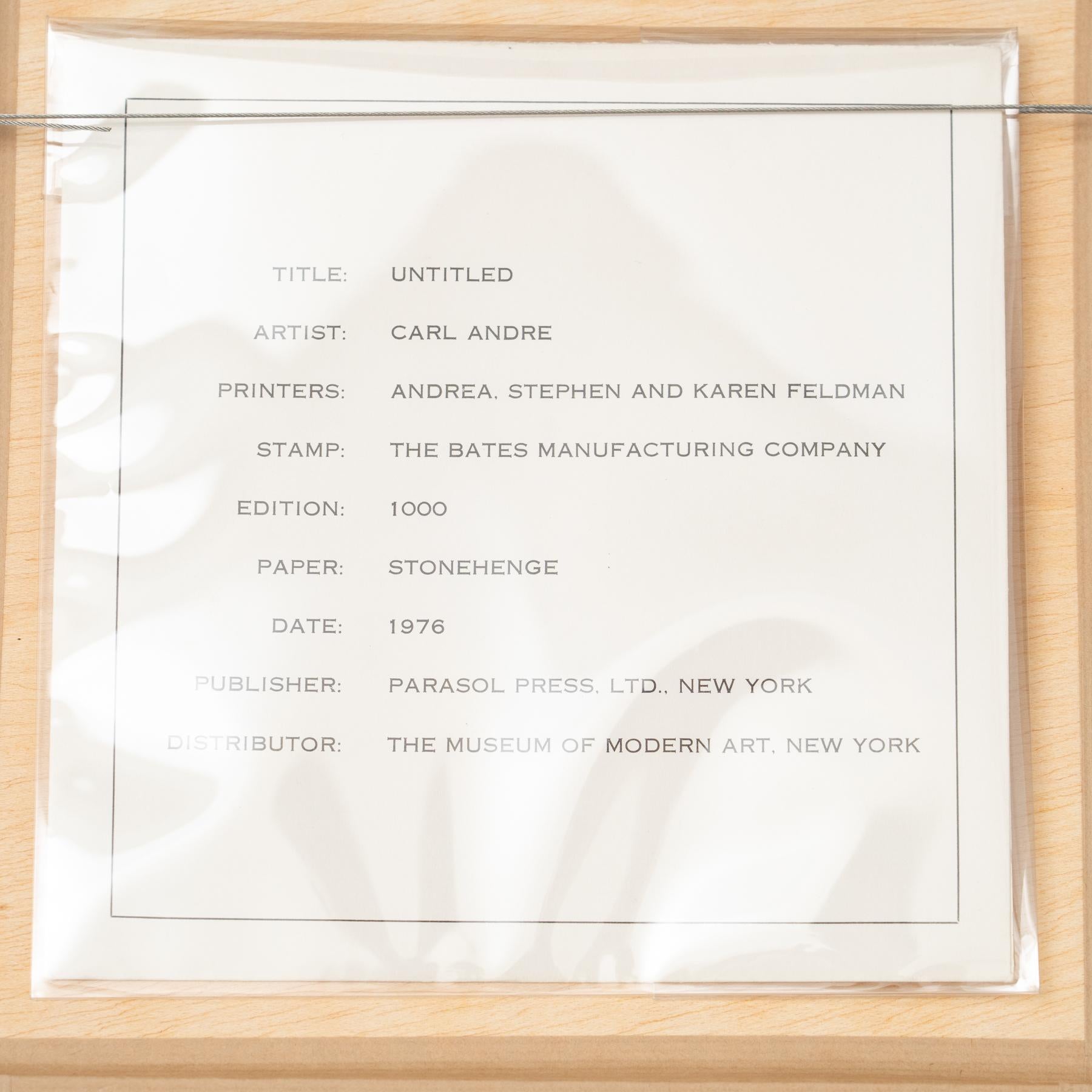 Carl Andre Obra de Arte de Edición Limitada - Sin título (Portafolio de sellos de caucho, 1976) en venta 4