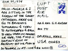 Handwritten Letter to the Artist's Parents (hand signed postcard)