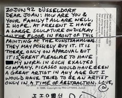Handschriftlich signierte Karte: "PICASSO WÄRE IN JEDEM ZEITALTER EIN GROSSER KÜNSTLER GEWESEN"....