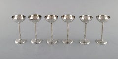 Carl Andreas Kjernås, Swedish Silversmith, a Set of 6 Modernist Hunting Beakers