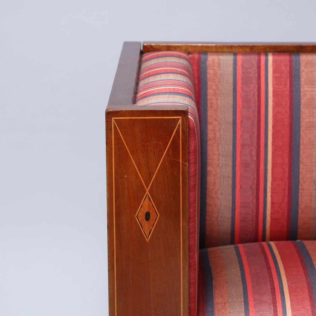 Danish Carl Andreassen Mahogany Sofa with Inlays, Denmark, Late 19th–Early 20th Century For Sale