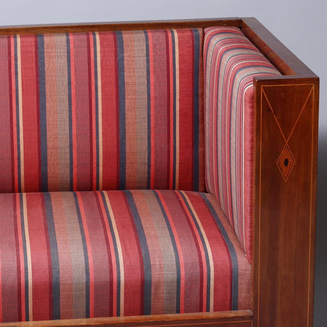 Carl Andreassen Mahogany Sofa with Inlays, Denmark, Late 19th–Early 20th Century In Good Condition For Sale In Valby, 84