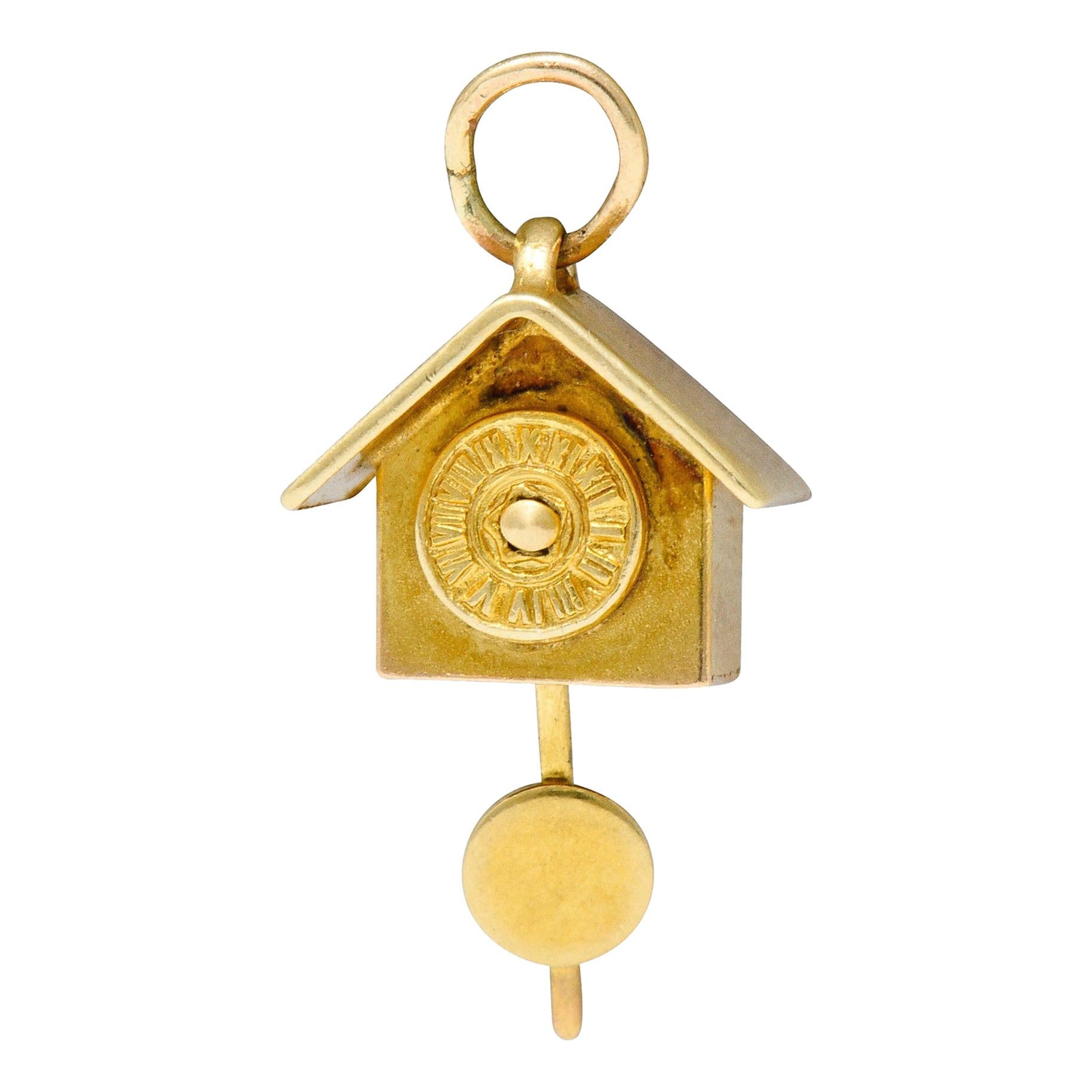 Carl-Art Retro 14 Karat Gold Cuckoo Clock Charm