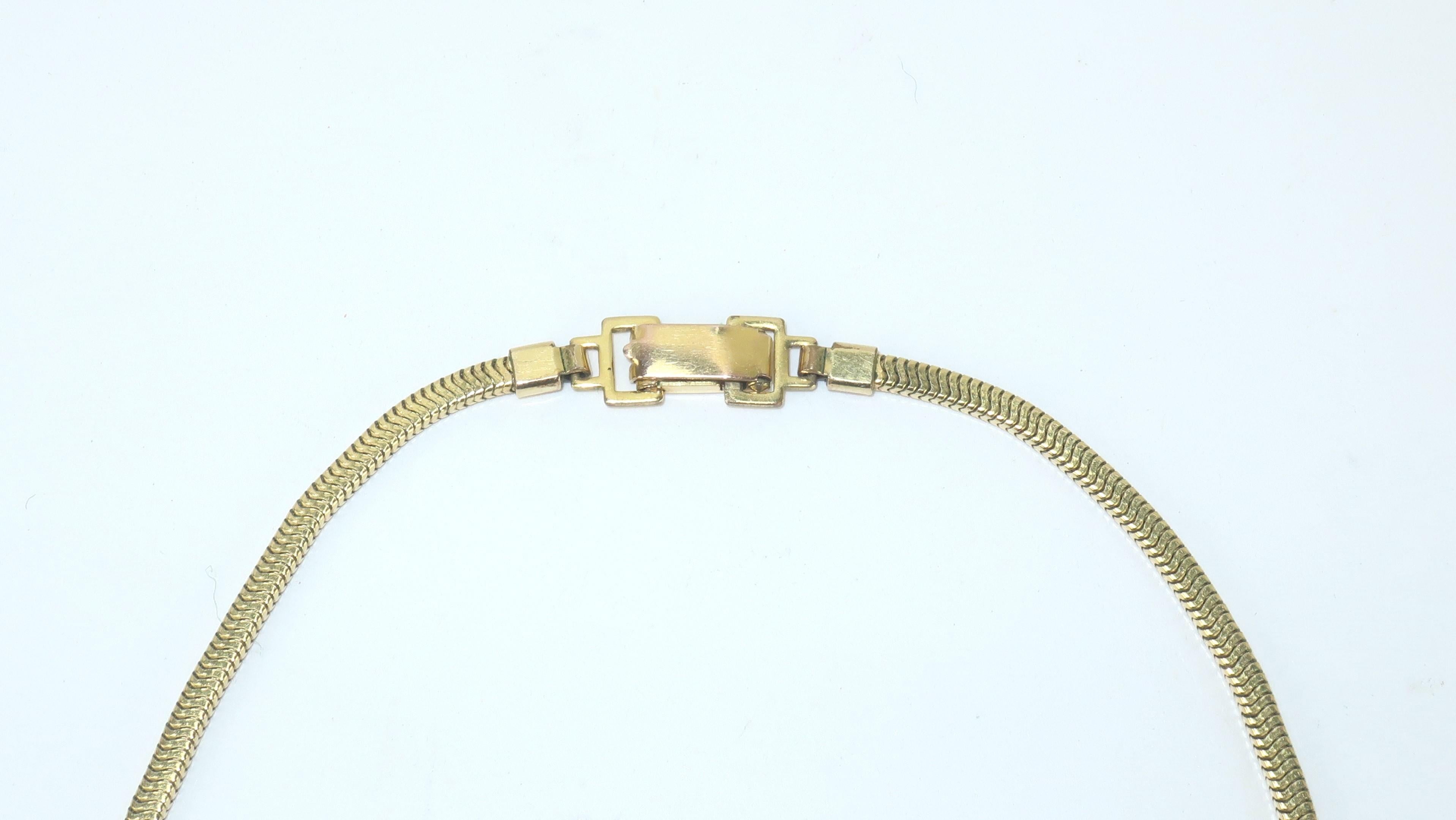 Carl Art Rhinestone & Gold Filled Bow Slide Necklace, 1940's 2