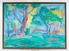 Large Vintage Expressionist Landscape Original Oil Painting