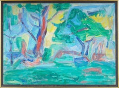 Carl Ashby - Large Vintage Expressionist Landscape Original Oil Painting Large Vintage Expressionist Landscape Original Oil Painting