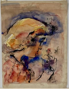 Carl Ashby, Nachdenkliche Dame, 1942, Tusche und Aquarell