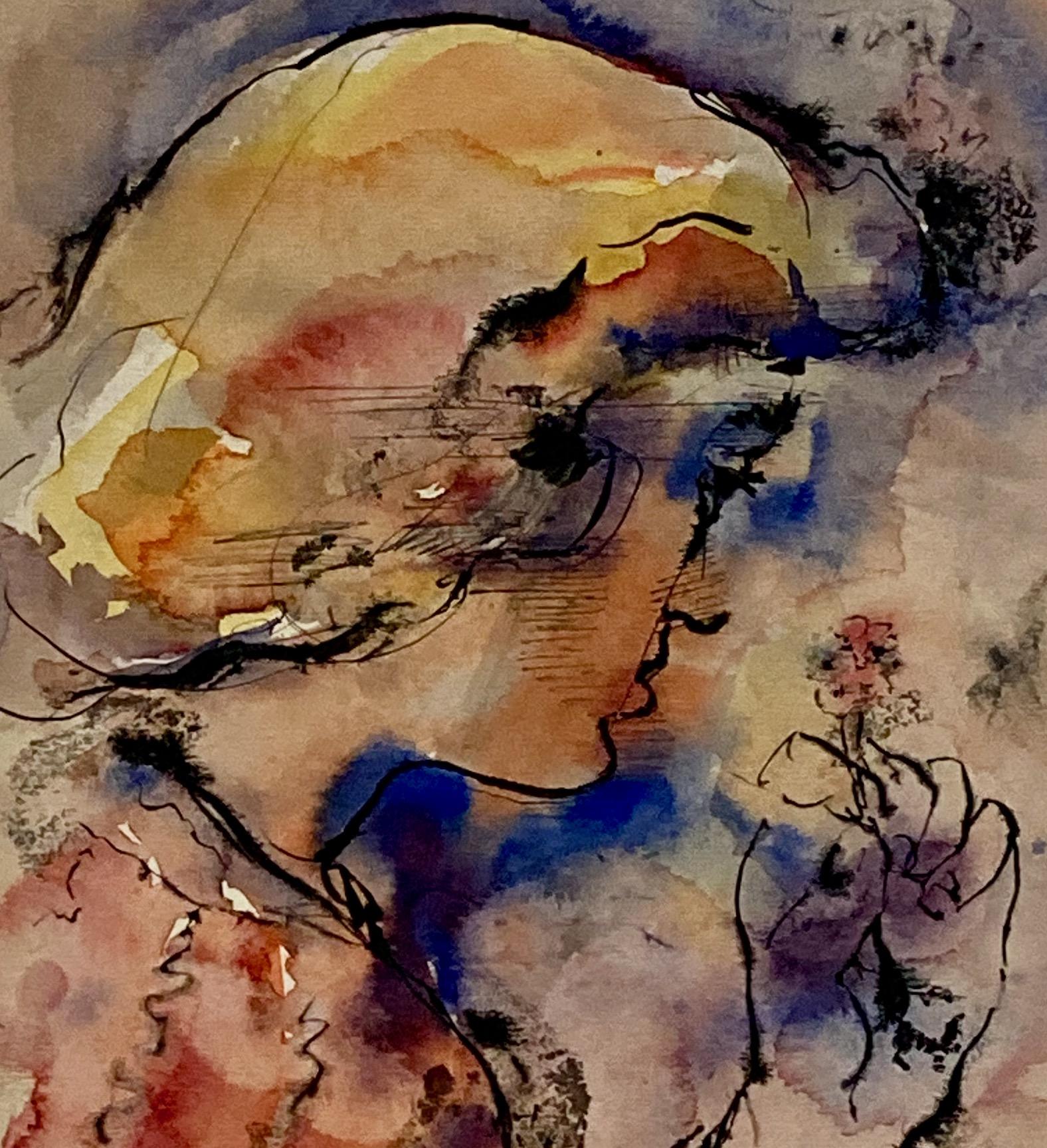Carl Ashby, Dama pensativa, 1942, tinta y acuarela en venta 2