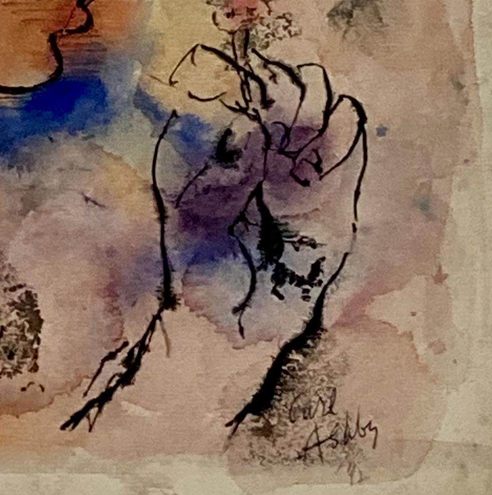 Carl Ashby, Dama pensativa, 1942, tinta y acuarela en venta 3