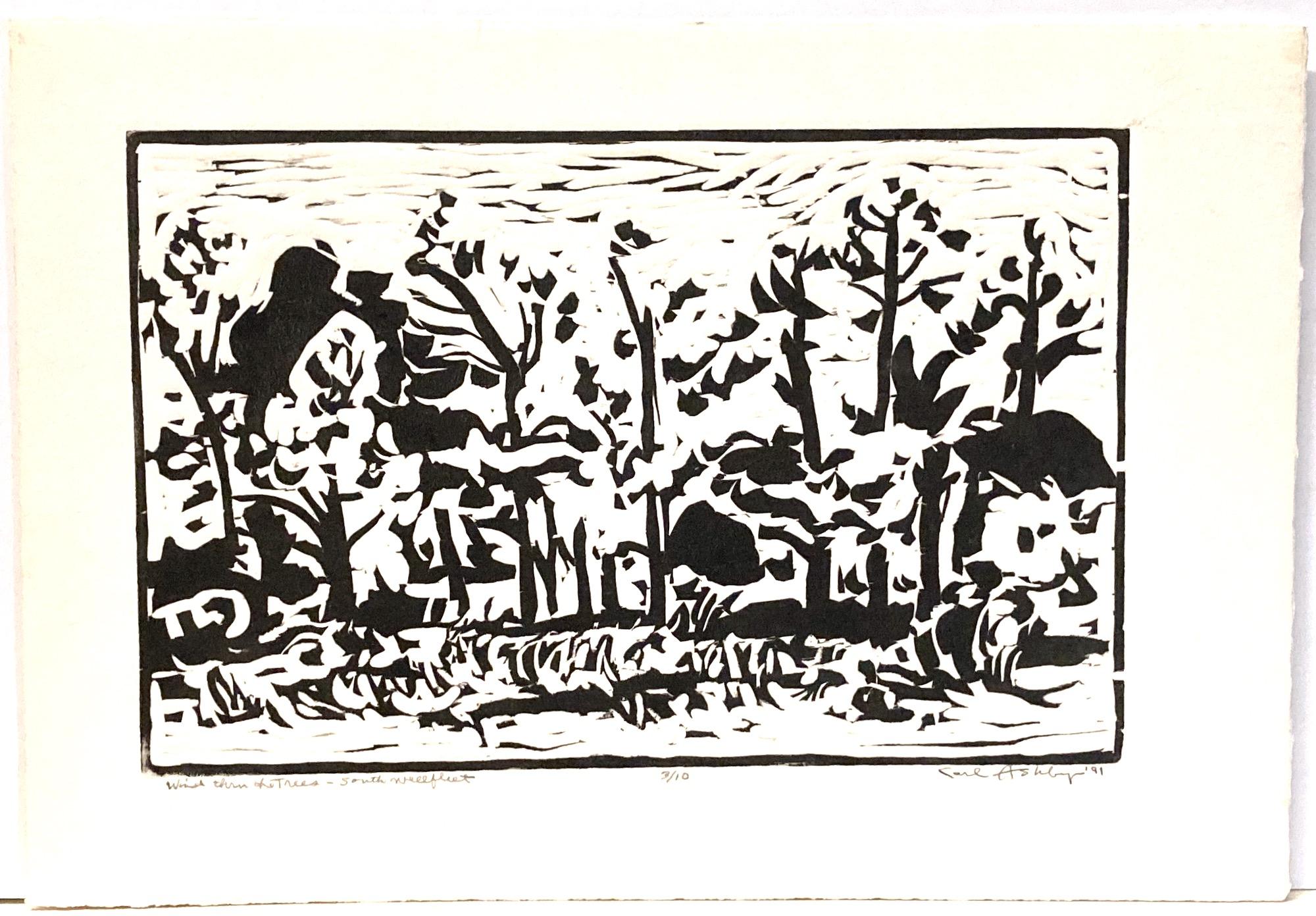 Carl Ashby, Wind Thru the Trees, South Wellfleet, 1991, intaglio,  embossed For Sale 1