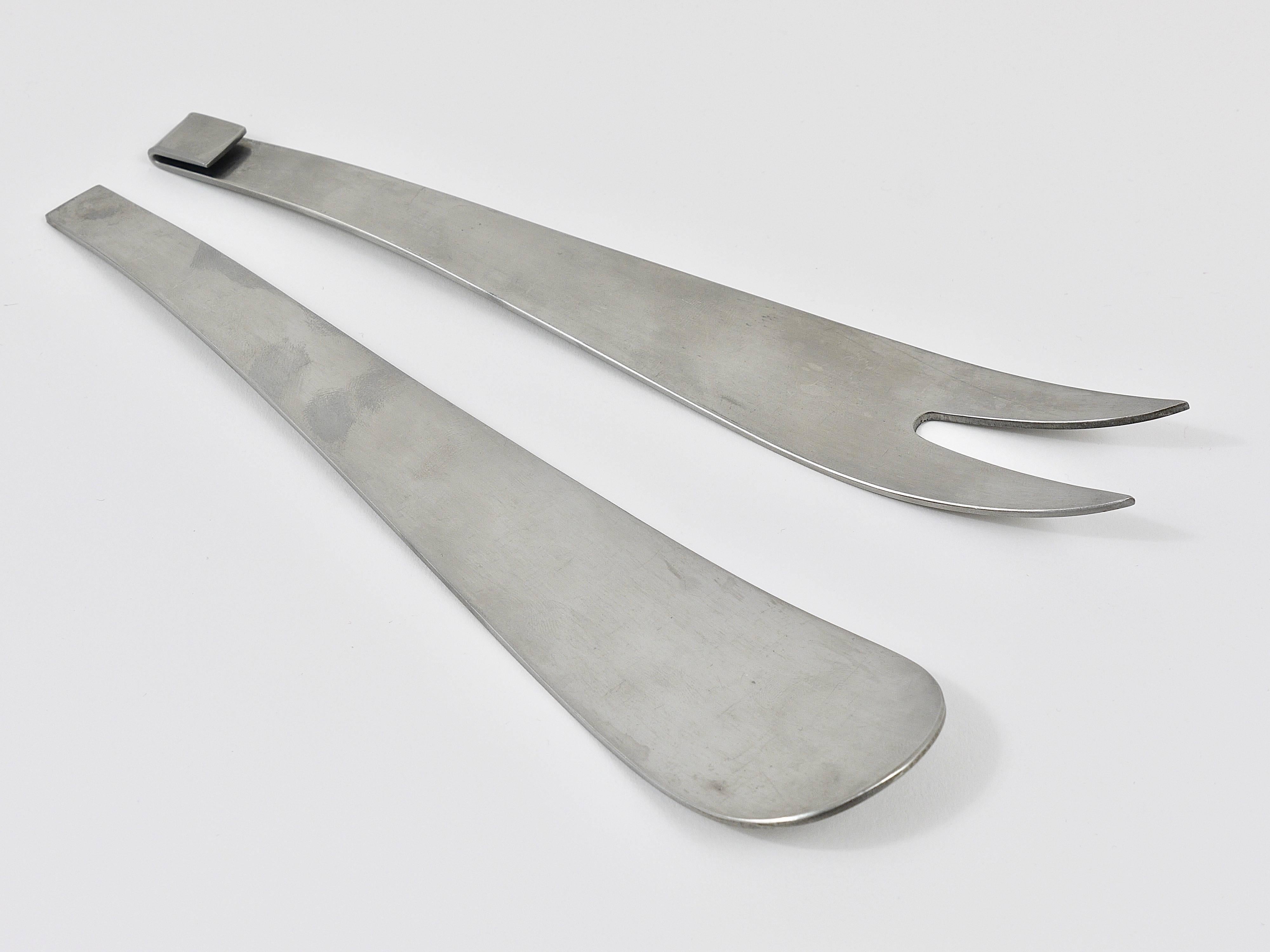 Carl Auböck Fork and Spoon, Salad Servers, Tongs by Amboss, Austria, 1960s 3