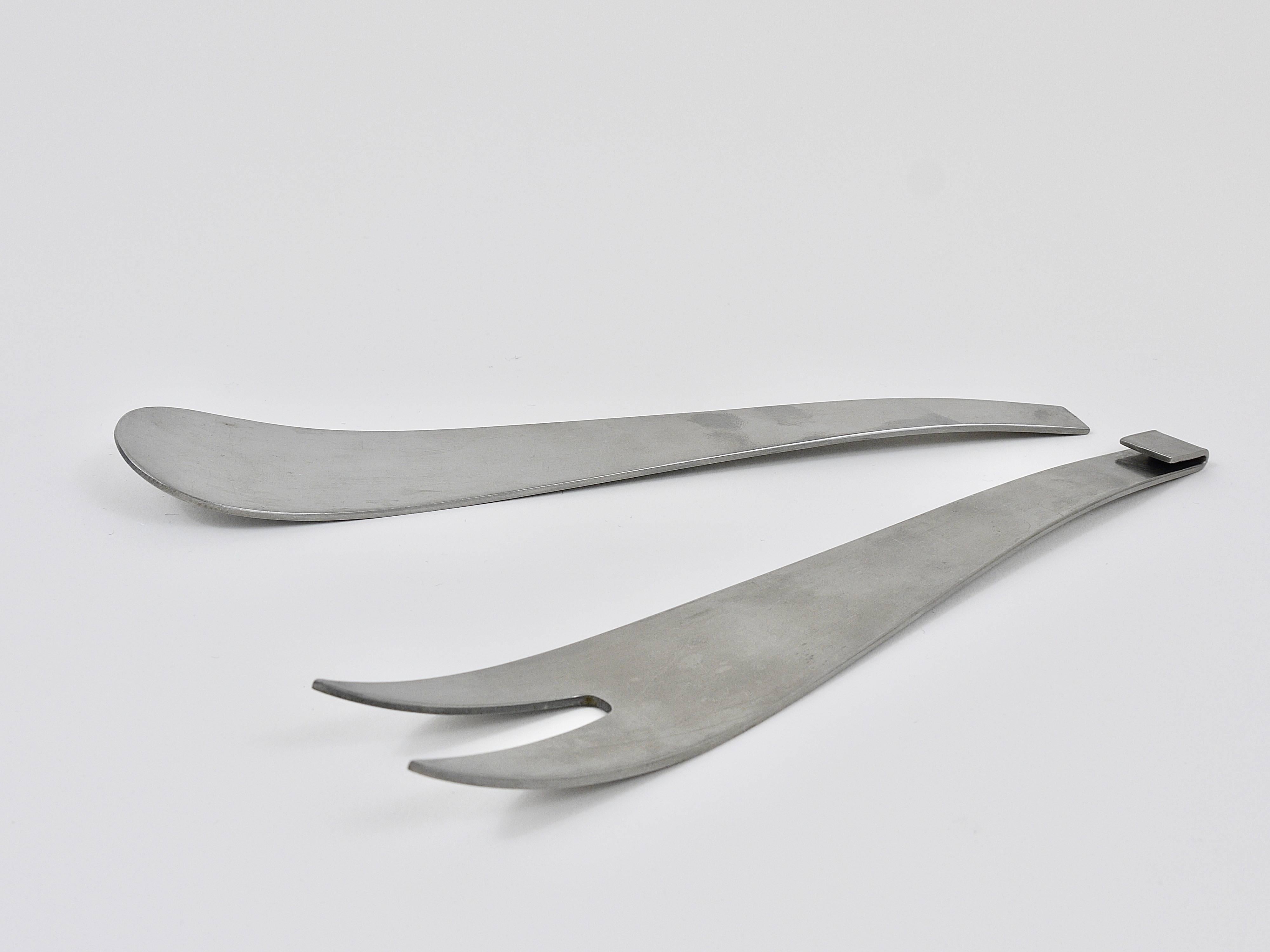 Carl Auböck Fork and Spoon, Salad Servers, Tongs by Amboss, Austria, 1960s 4
