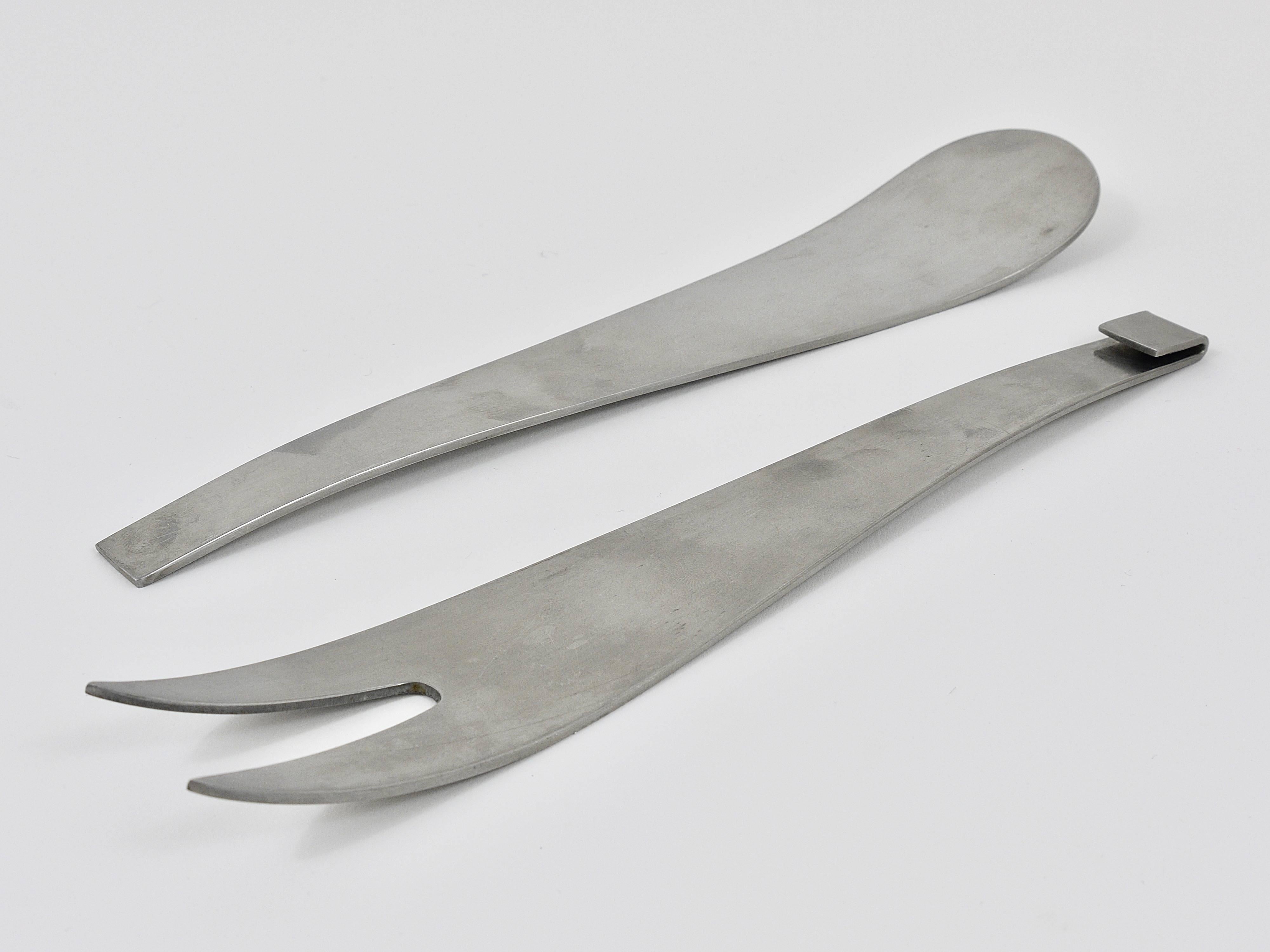 Carl Auböck Fork and Spoon, Salad Servers, Tongs by Amboss, Austria, 1960s 6