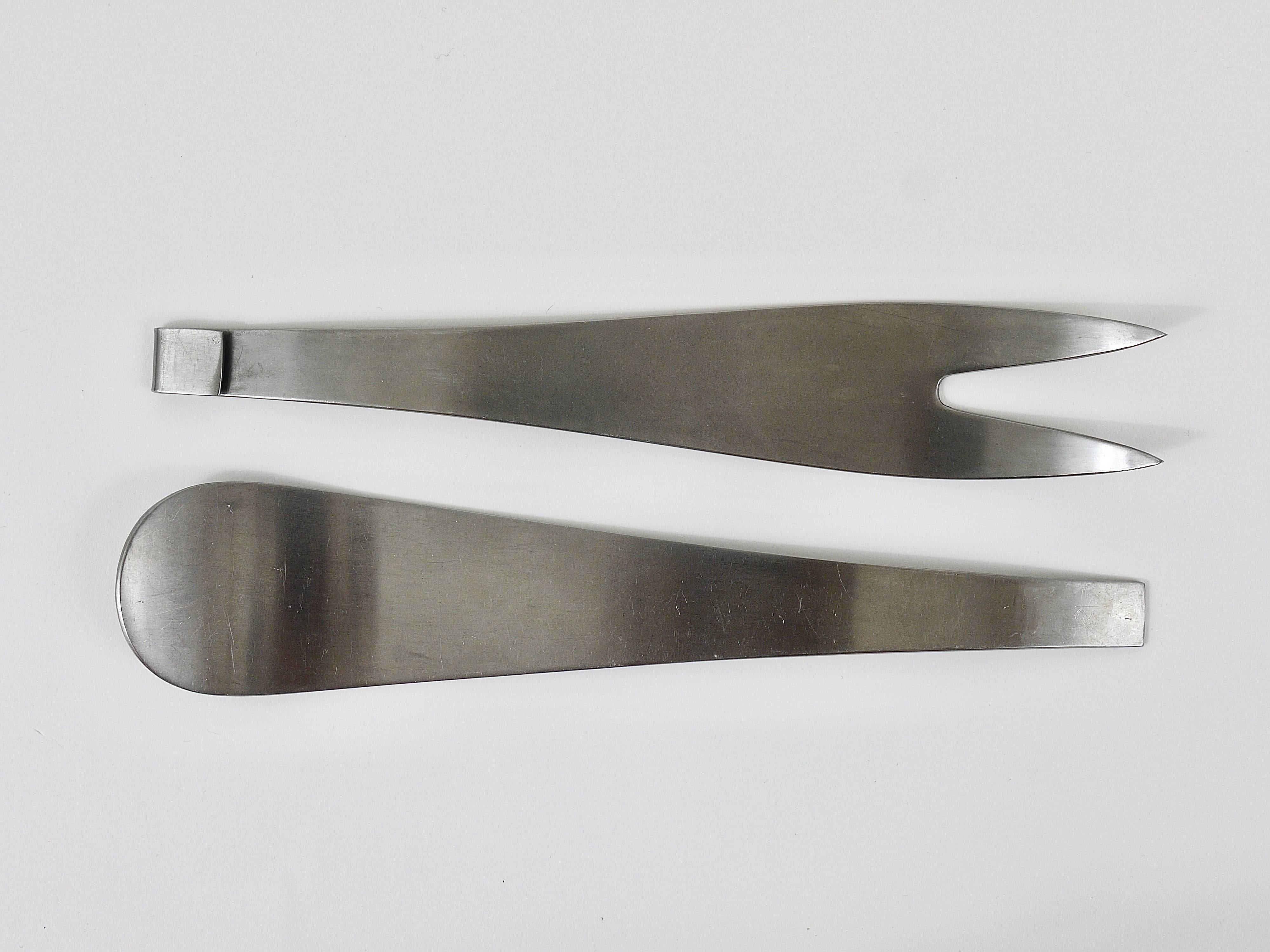 Mid-Century Modern Carl Auböck Fork and Spoon, Salad Servers, Tongs by Amboss, Austria, 1960s