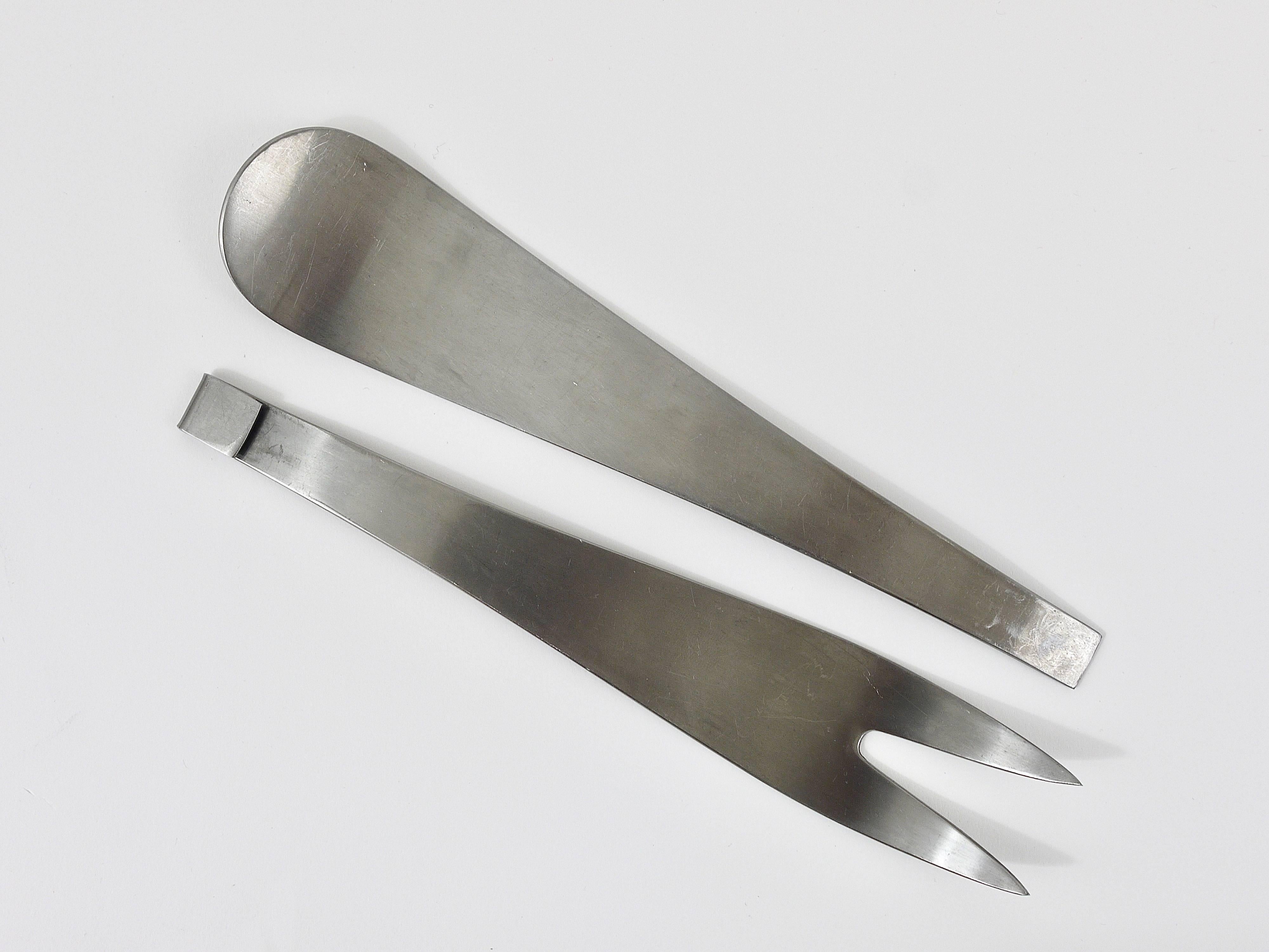Carl Auböck Fork and Spoon, Salad Servers, Tongs by Amboss, Austria, 1960s 1