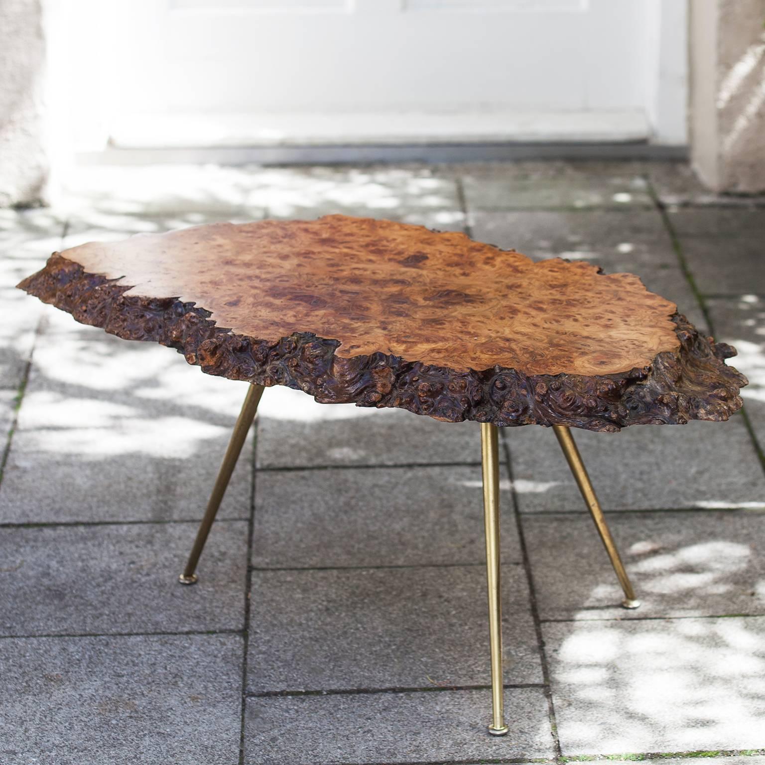 Mid-20th Century Nakachima Style Burl Wood Tripod Side Table